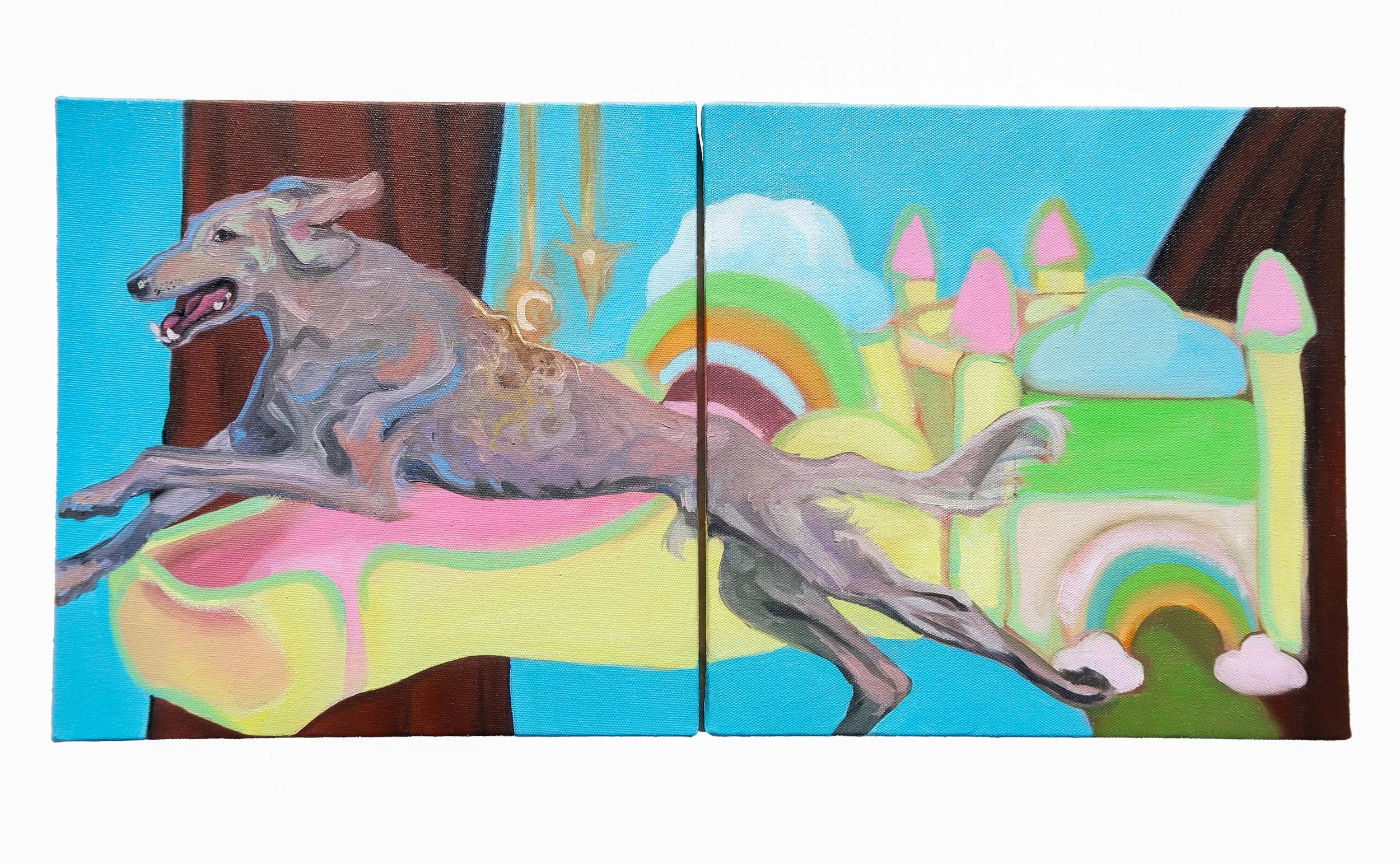 Floating and Not Knowing (2025), diptych
30 x 30 cm

