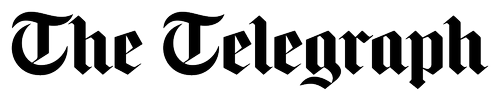 Text reading 'The Telegraph' in a blackletter font on a black background.