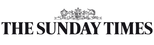 The logo of The Sunday Times newspaper on a black background.