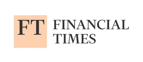 Logo of the Financial Times, featuring the initials 'FT' in black on a beige square and the full name 'Financial Times' in black and gray text.