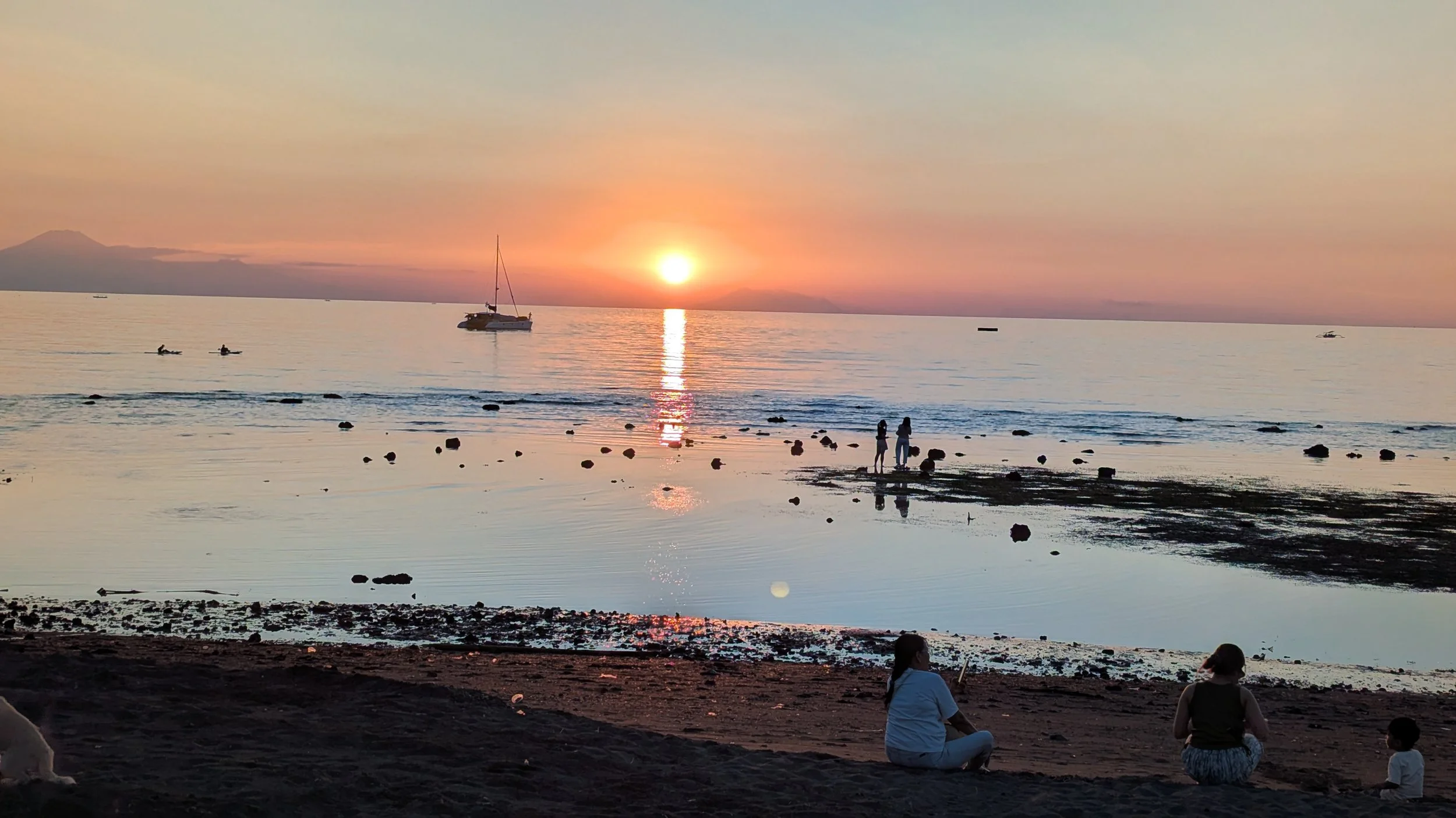 Golden sunset over Lovina Beach on the north coast of Bali