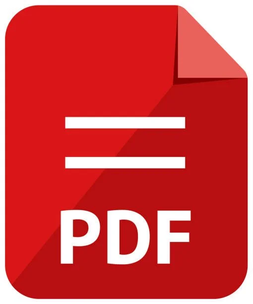 Red PDF document icon with white text and symbols.