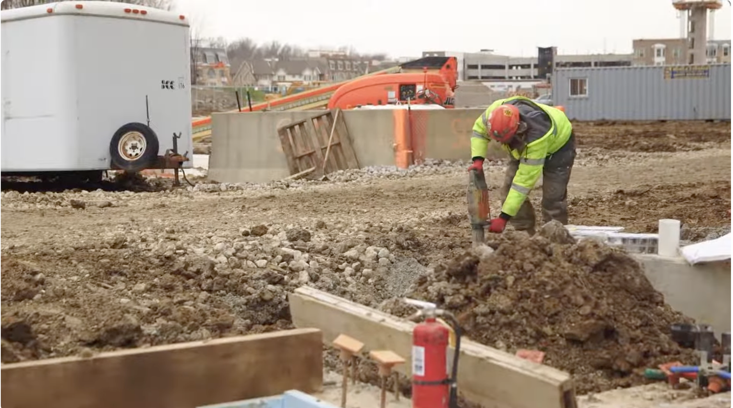 Driving ground rods on a jobsite