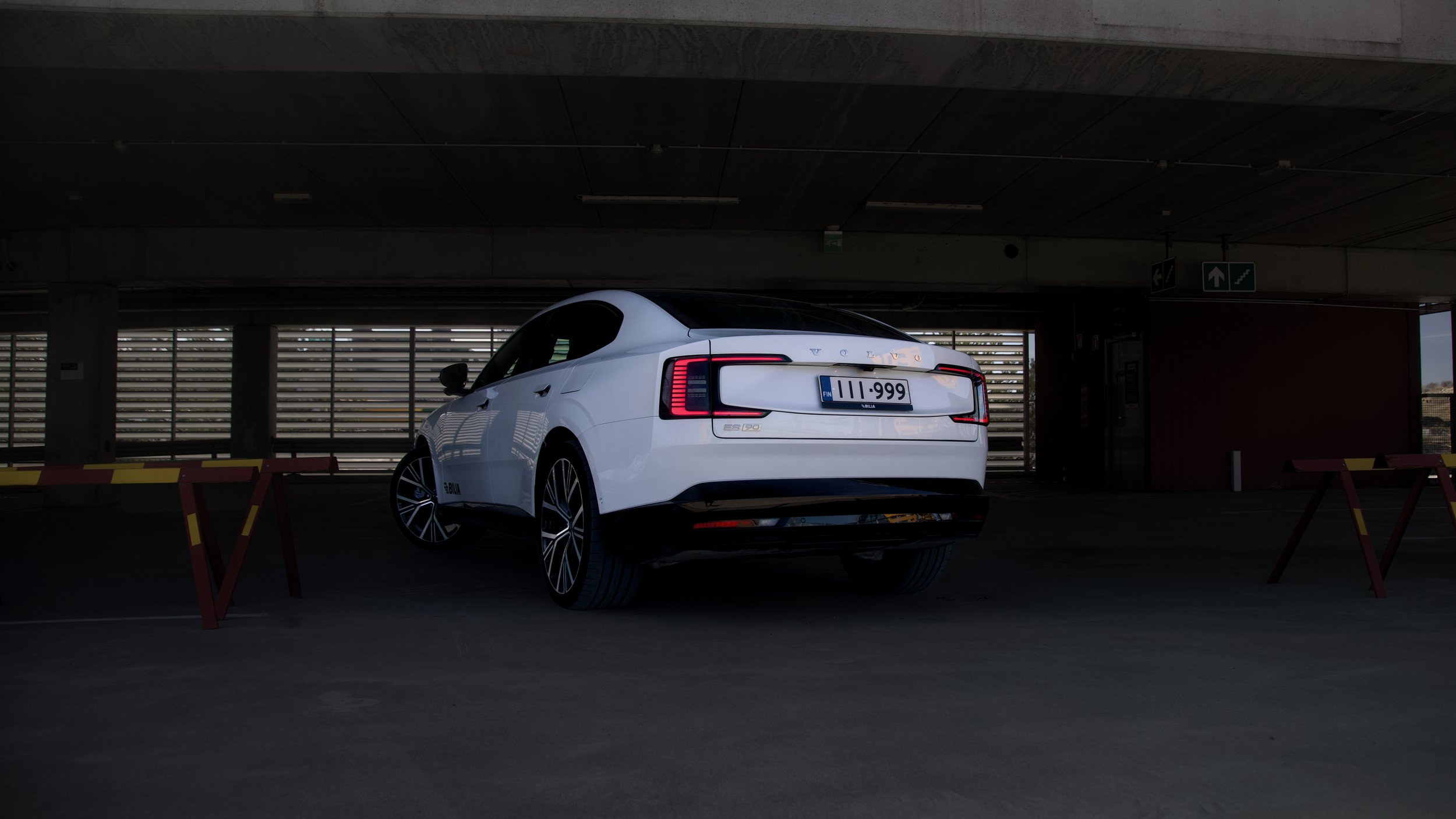 Rear of White Volvo ES90 photographed in an open parking lot in Helsinki, Finland by Annika TheVolvoGirl Miftakhova