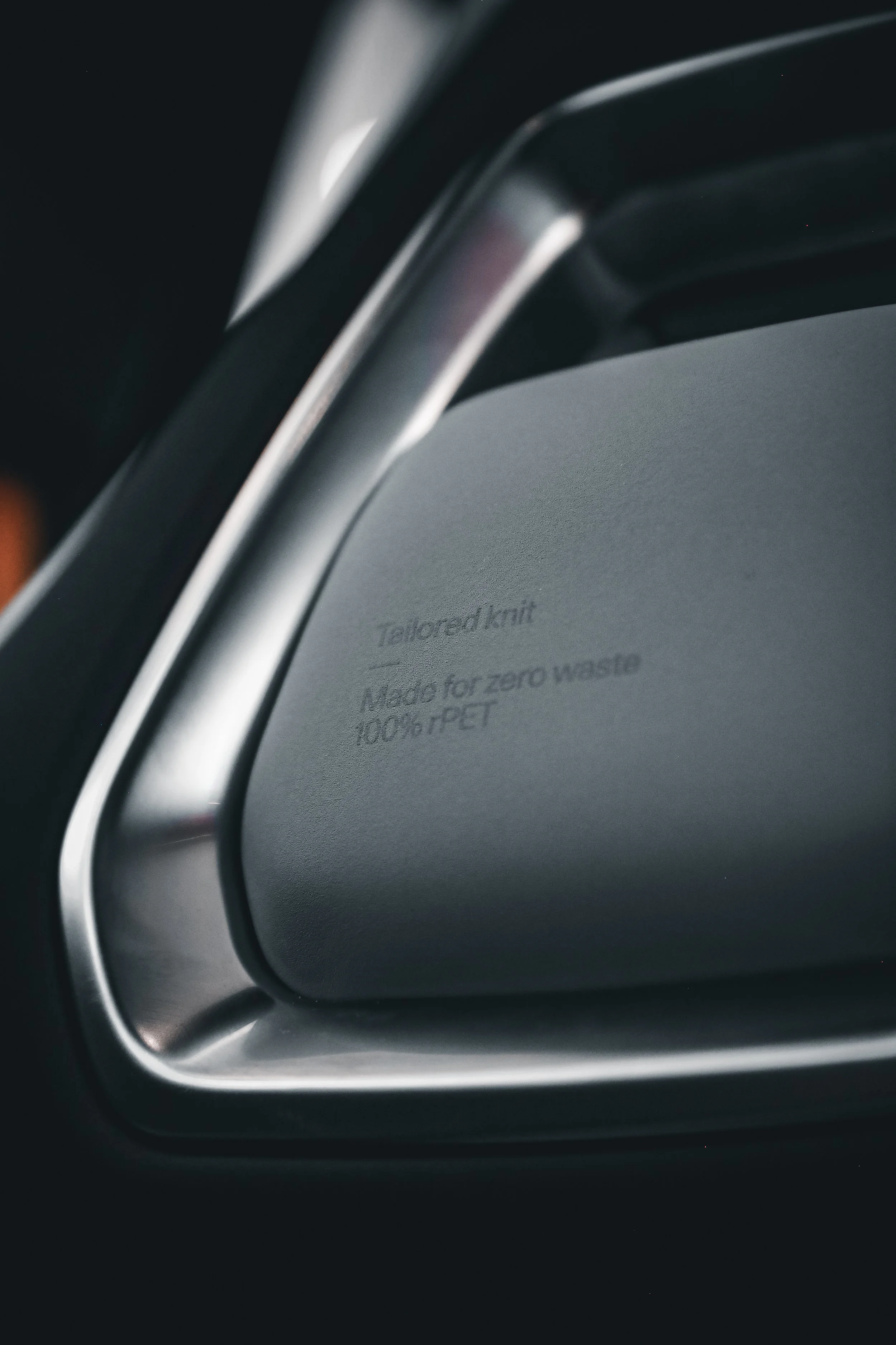 Polestar 4 interior textile decals on the seat photographed in Helsinki by Annika TheVolvoGirl Miftakhova