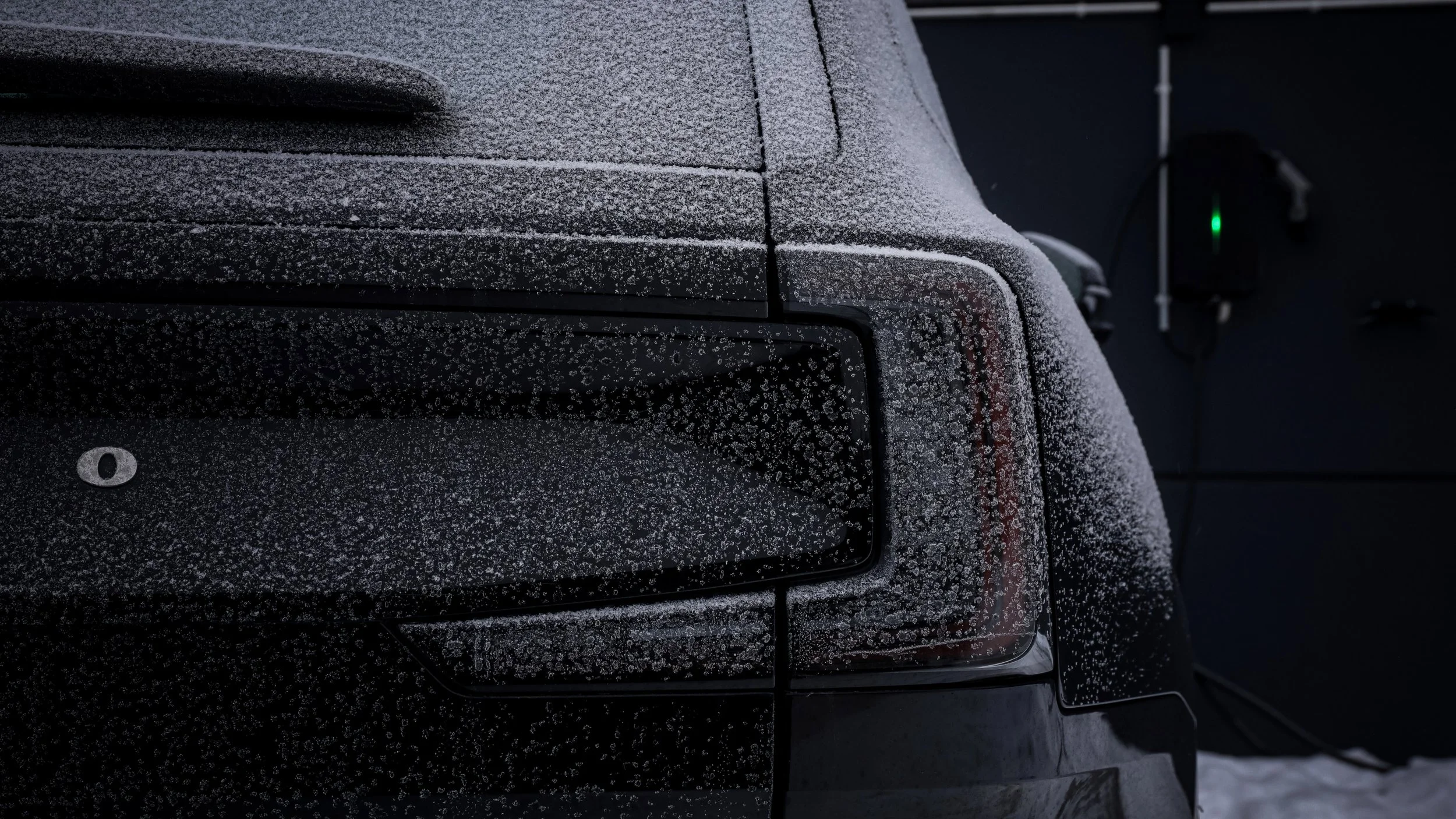 Black Volvo EX90 photographed with fresh frost in Helsinki by Annika TheVolvoGirl Miftakhova 