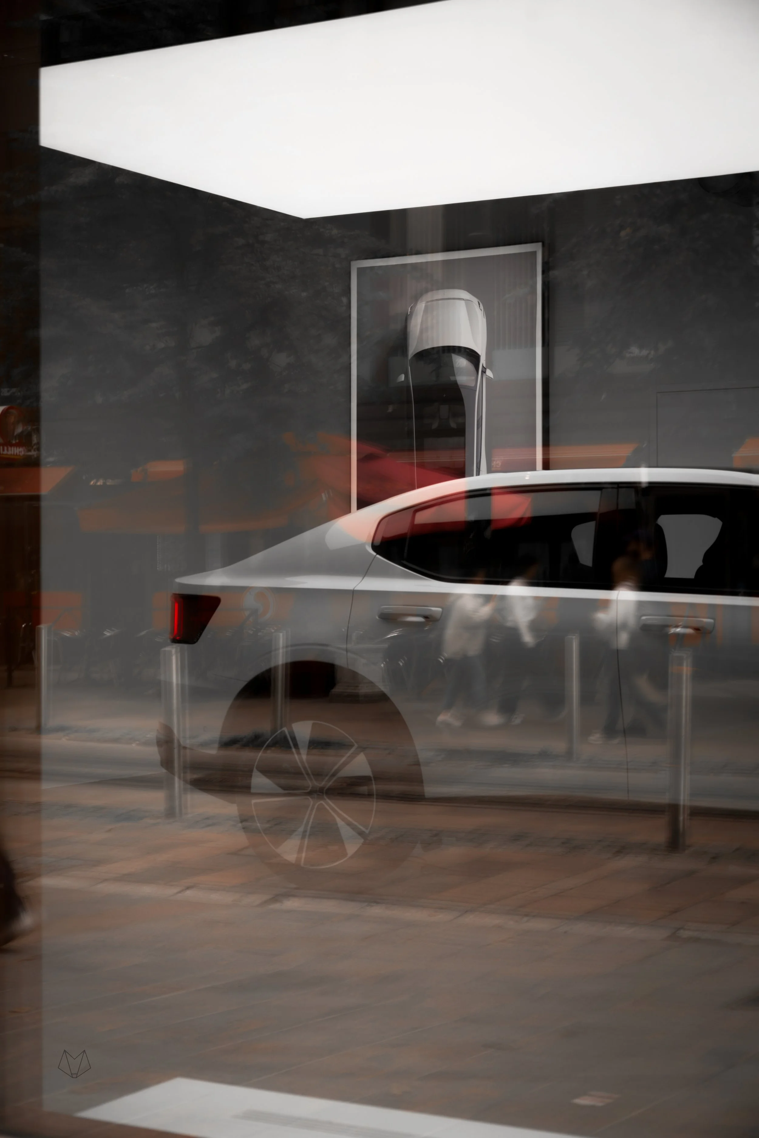 Polestar 2 in pop-up Polestar Space  in central Helsinki, photographed by Annika Miftakhova