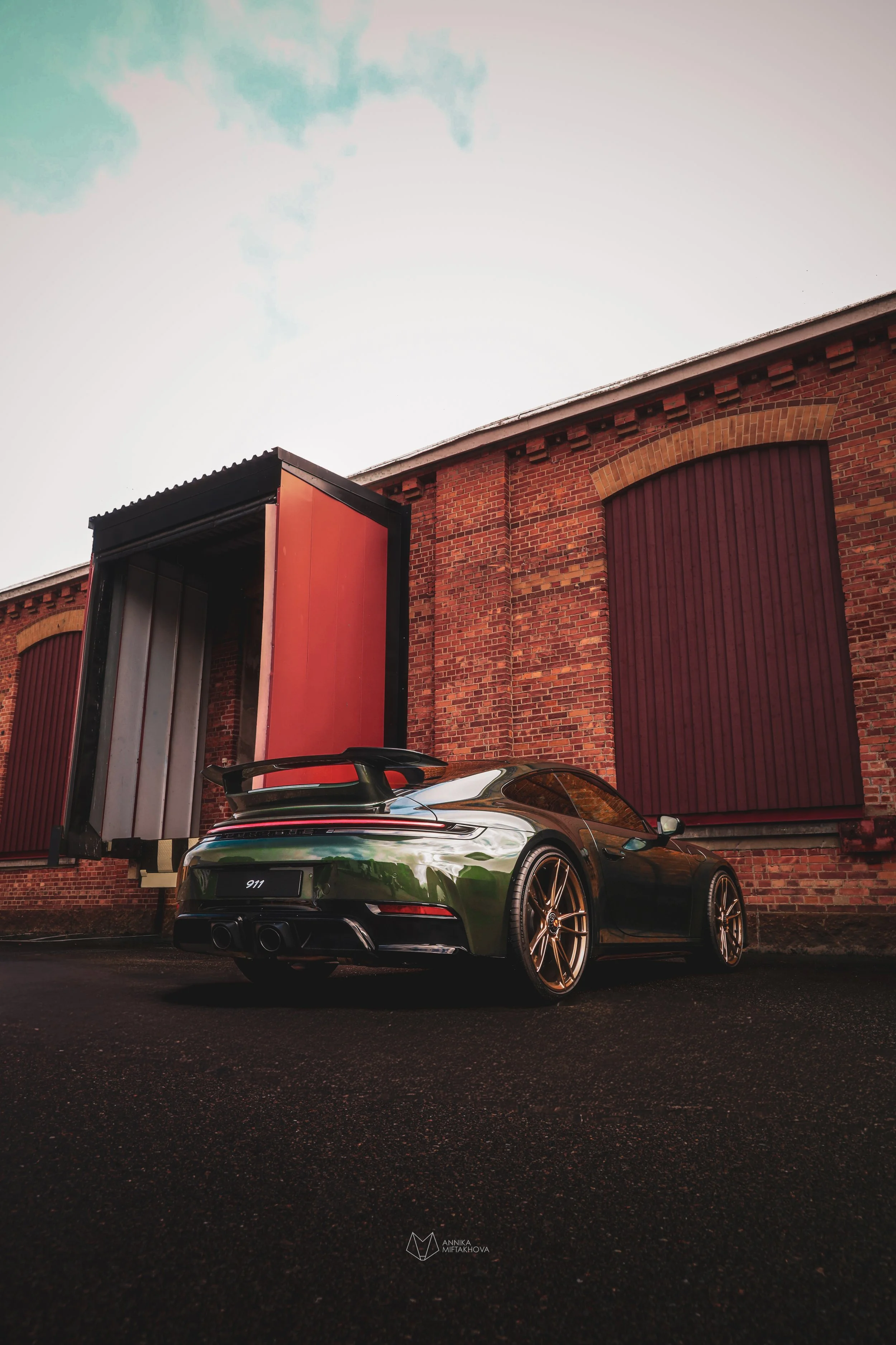Rear of Olive Green Porsche 911 photographed in Örebro, Sweden by Annika TheVolvoGirl Miftakhova