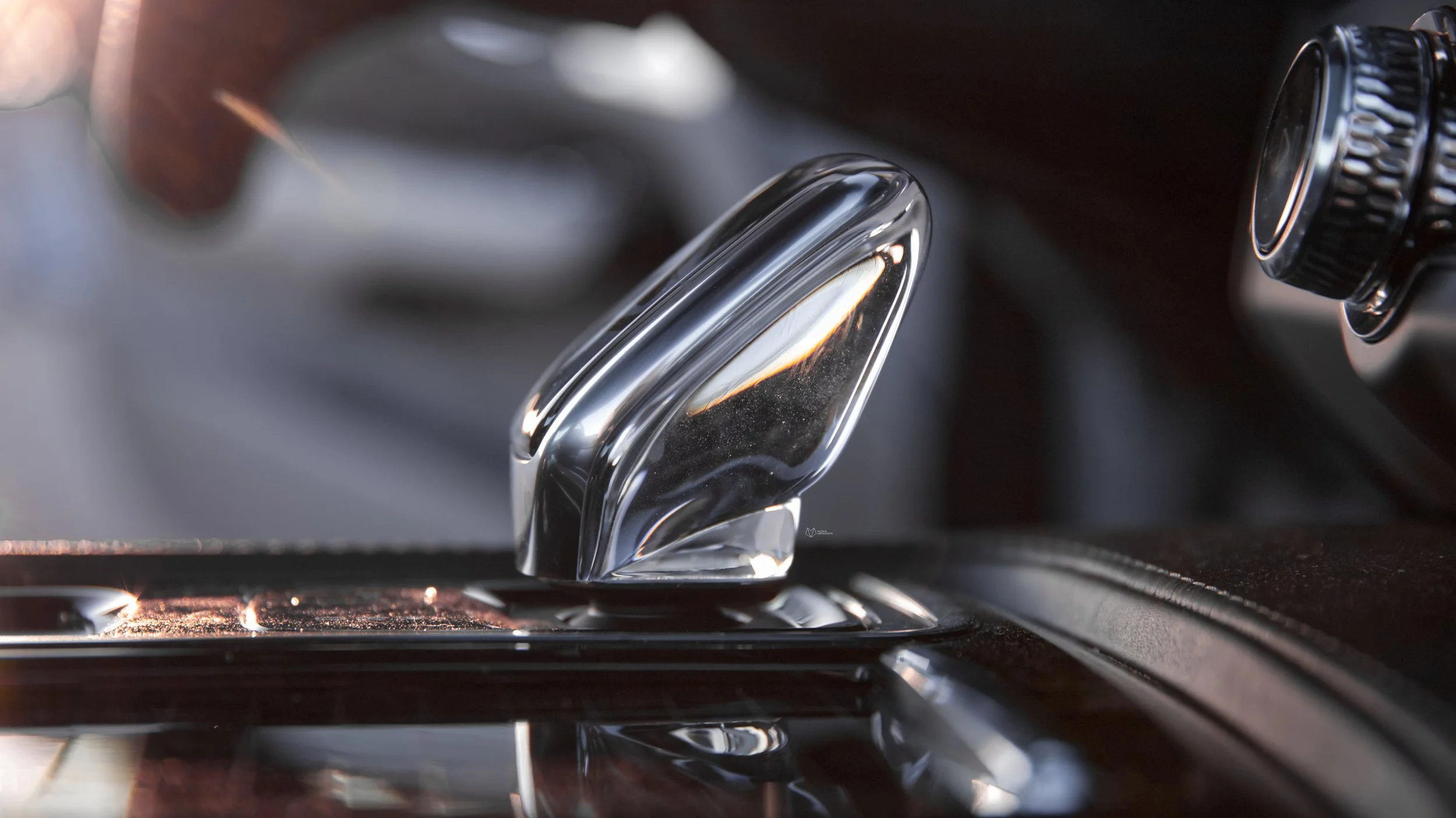 Crystal gear lever of White Polestar 1 photographed in Helsinki, Finland by Annika TheVolvoGirl Miftakhova