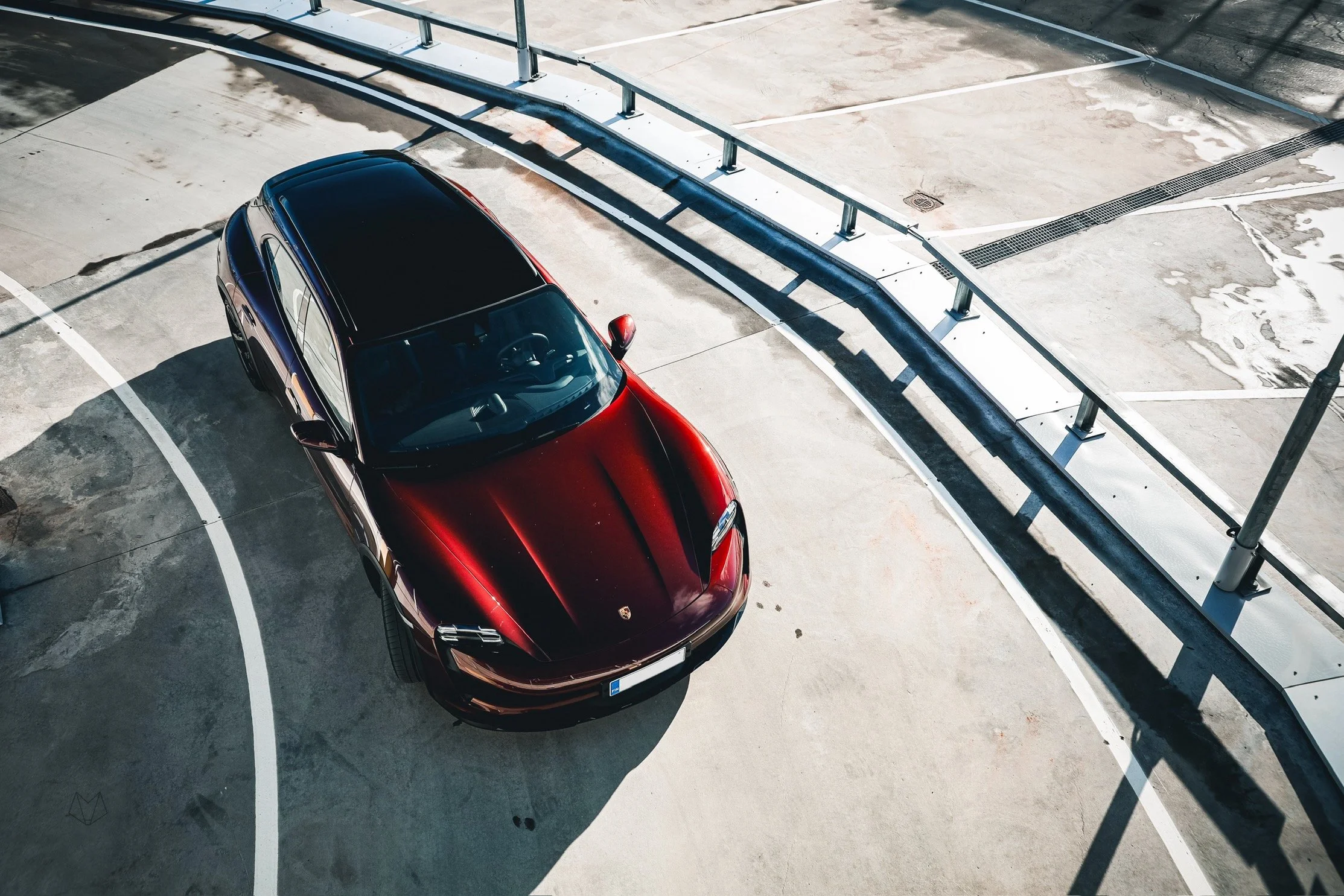 Red Porsche Taycan Cross car photographed for Porsche Finland by Annika TheVolvoGirl Miftakhova in Helsinki, Finland