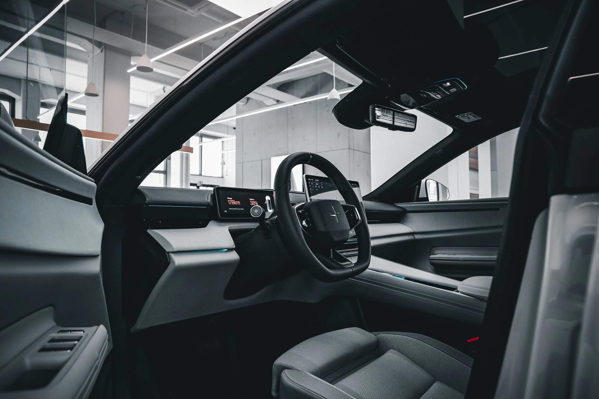 Driver side interior of Polestar 4 photographed in Helsinki by Annika TheVolvoGirl Miftakhova