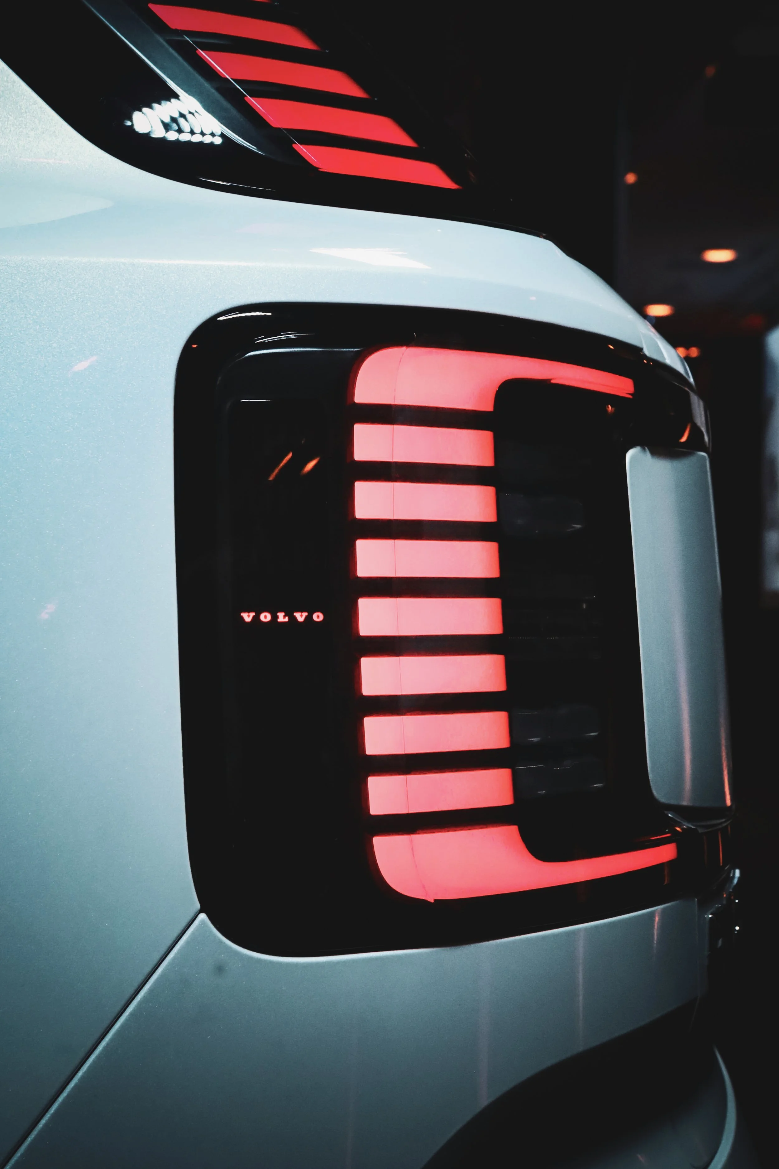 Rear lights of the Volvo EX30 at Finlandia Hall in Helsinki, Finland photographed by Annika TheVolvoGirl Miftakhova