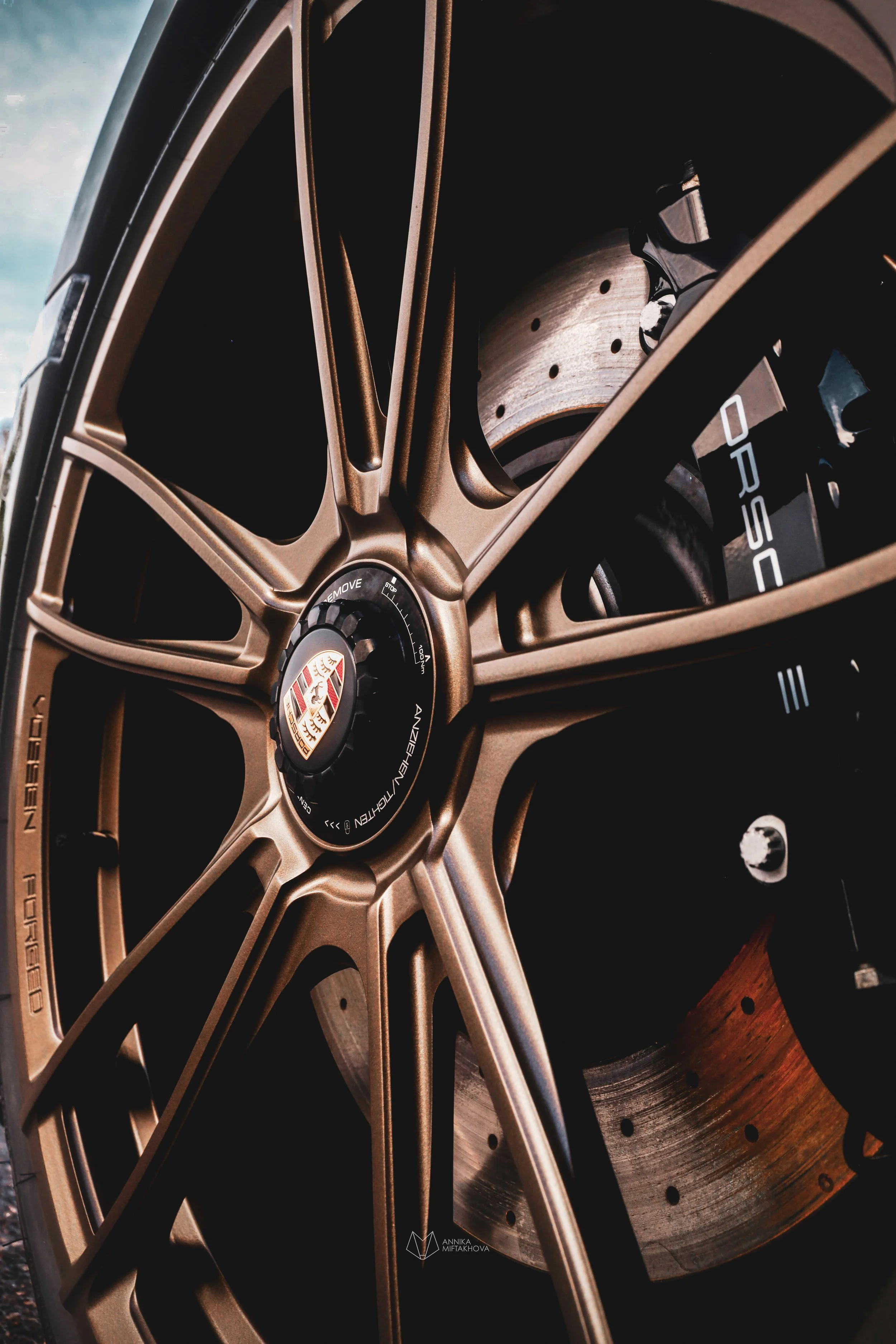 Wheel of Olive Green Porsche 911 photographed in Örebro, Sweden by Annika TheVolvoGirl Miftakhova