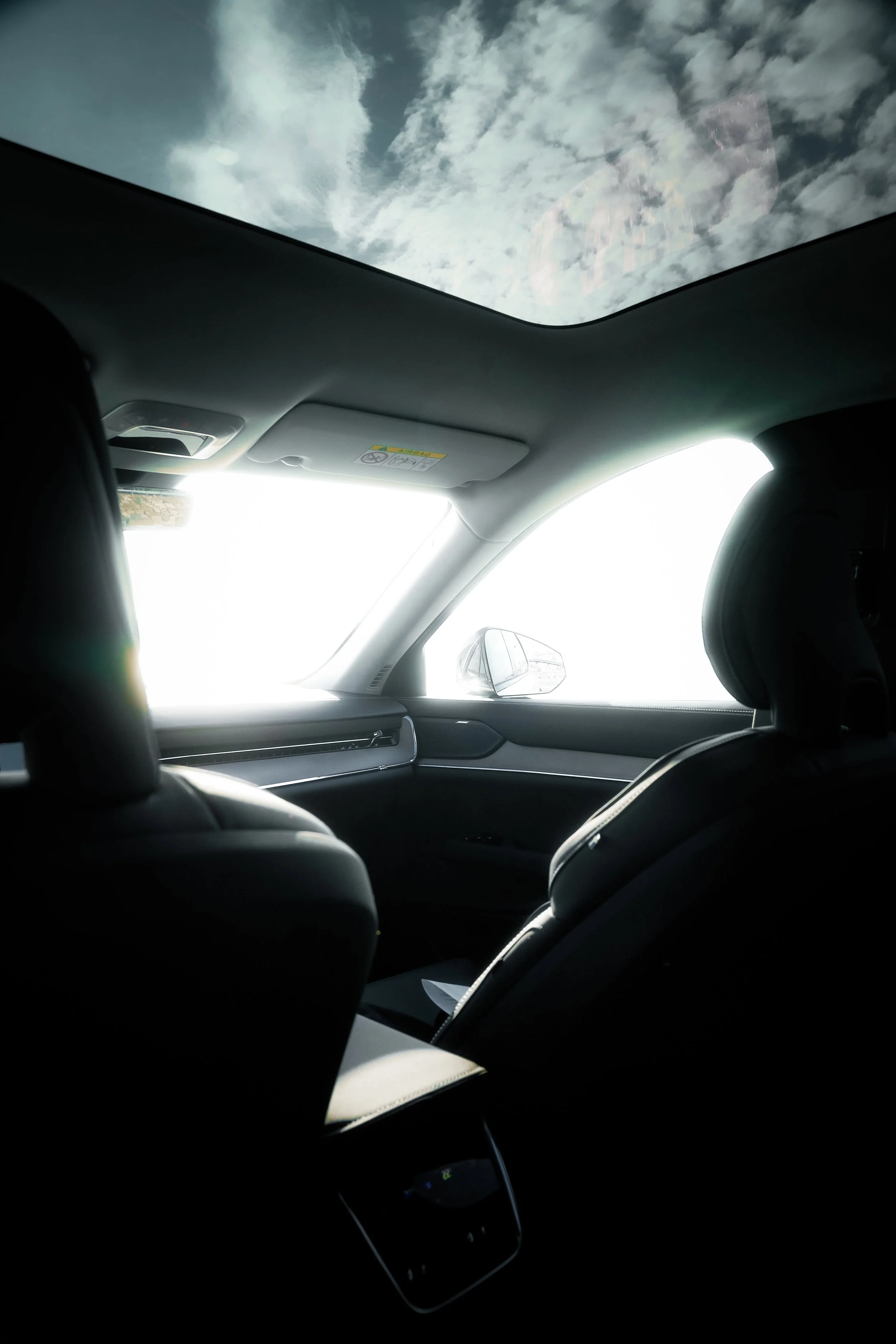 Interior of Volvo EX90 photographed in open harbour area in Helsinki, Finland by Annika TheVolvoGirl Miftakhova