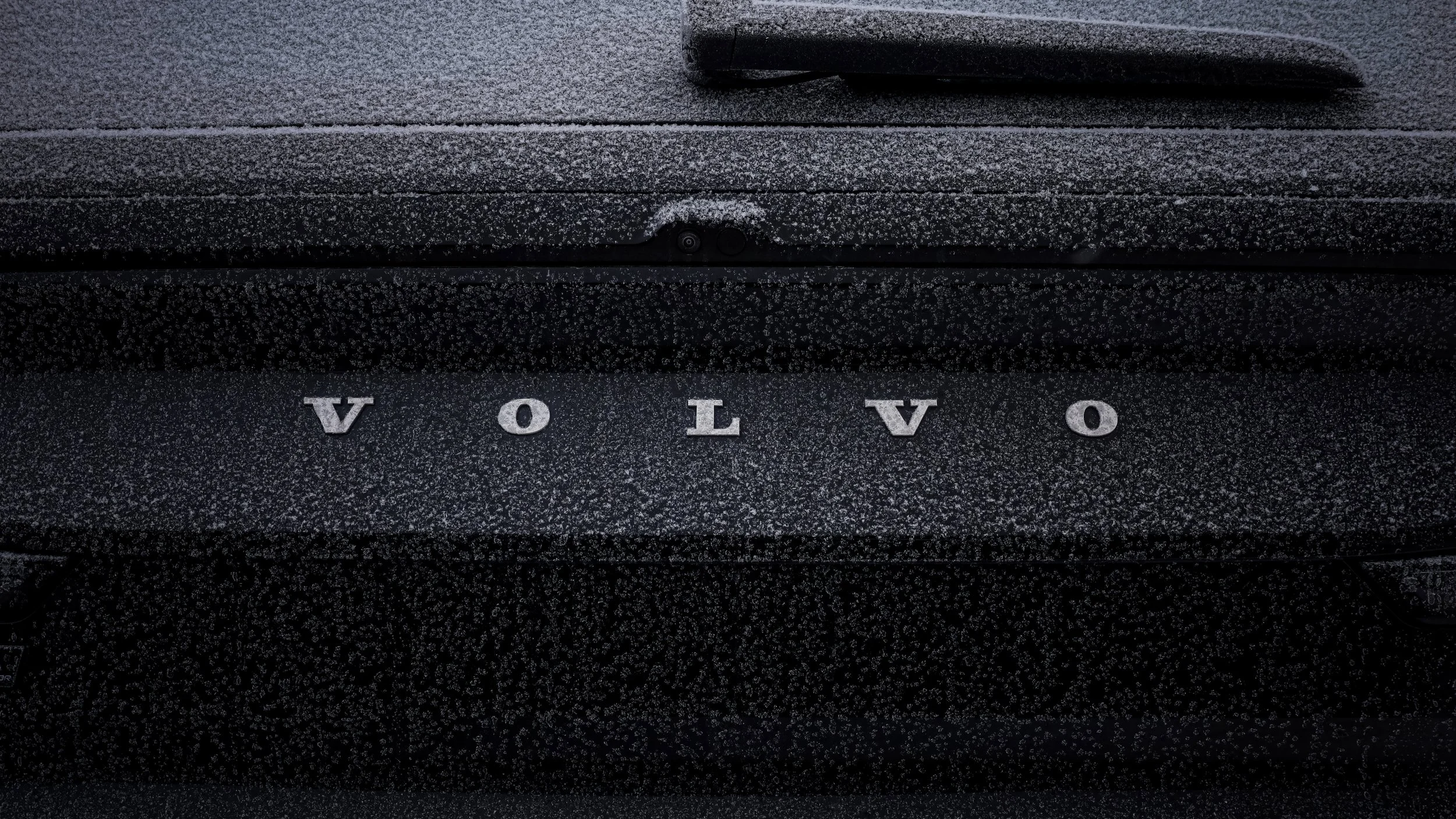 Black Volvo EX90 photographed with fresh frost in Helsinki by Annika TheVolvoGirl Miftakhova 