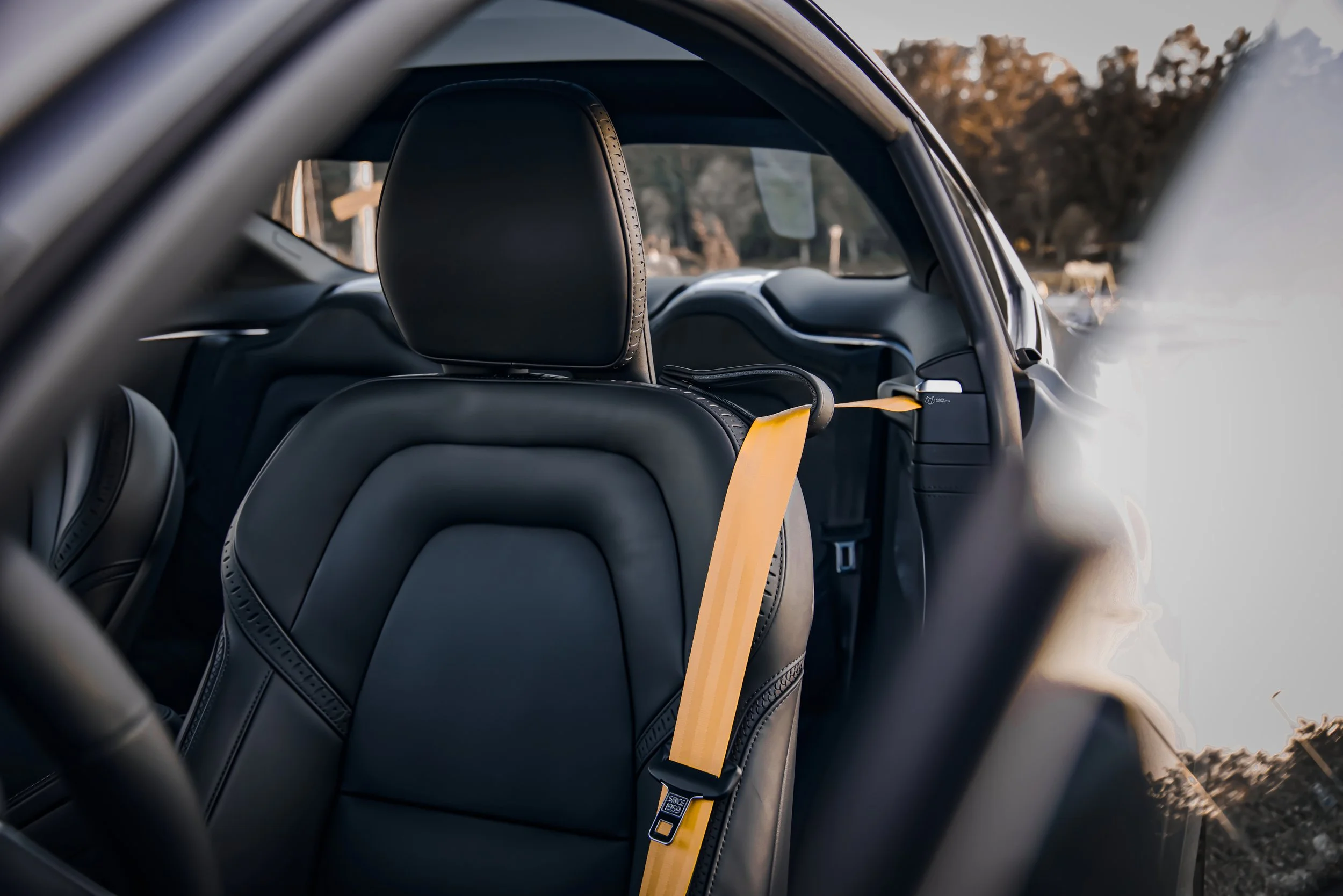 Driver seat with seatbelt of White Polestar 1 photographed in Helsinki, Finland by Annika TheVolvoGirl Miftakhova