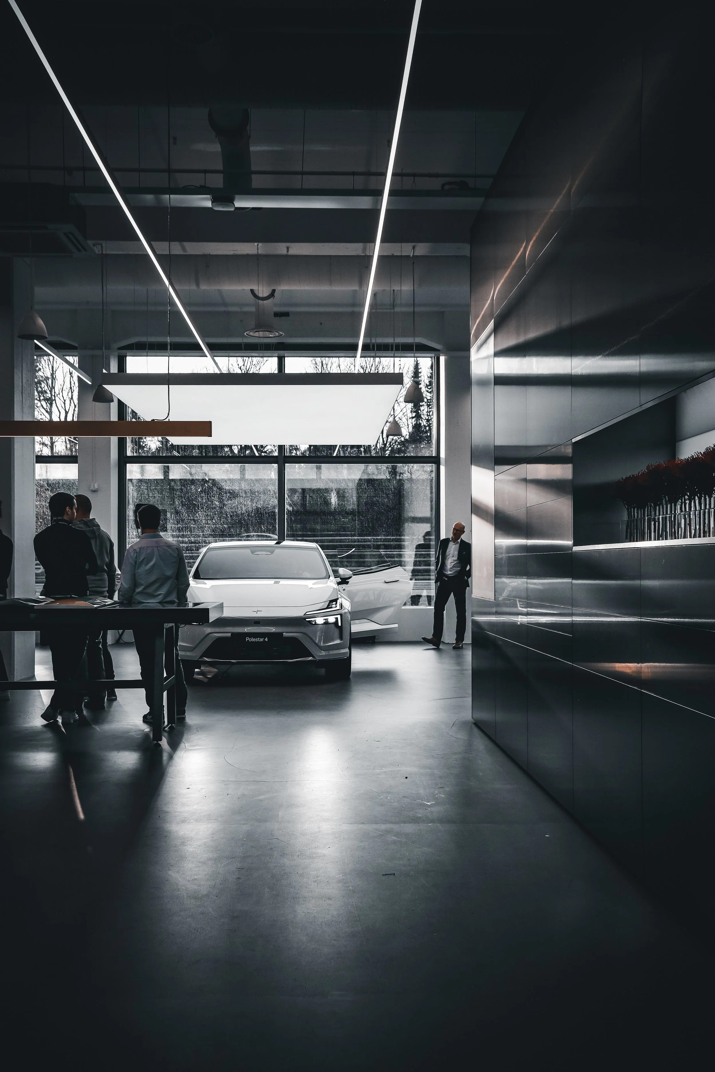 Front of White Polestar 4 as centre of attention at launch party, photographed in Helsinki by Annika TheVolvoGirl Miftakhova