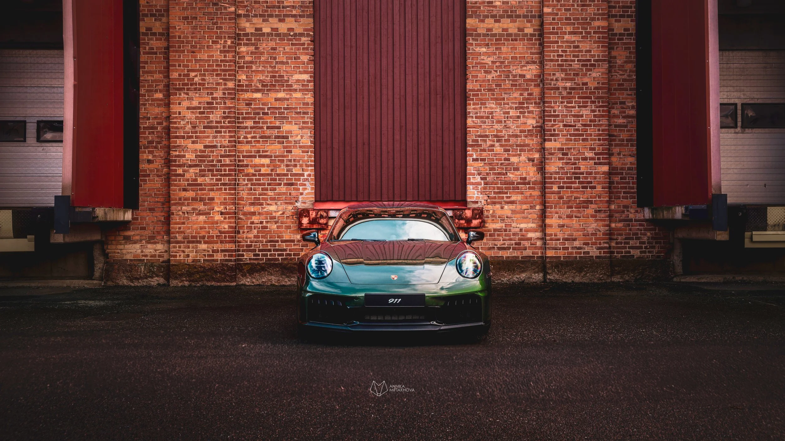 Front of Olive Green Porsche 911 photographed in Örebro, Sweden by Annika TheVolvoGirl Miftakhova
