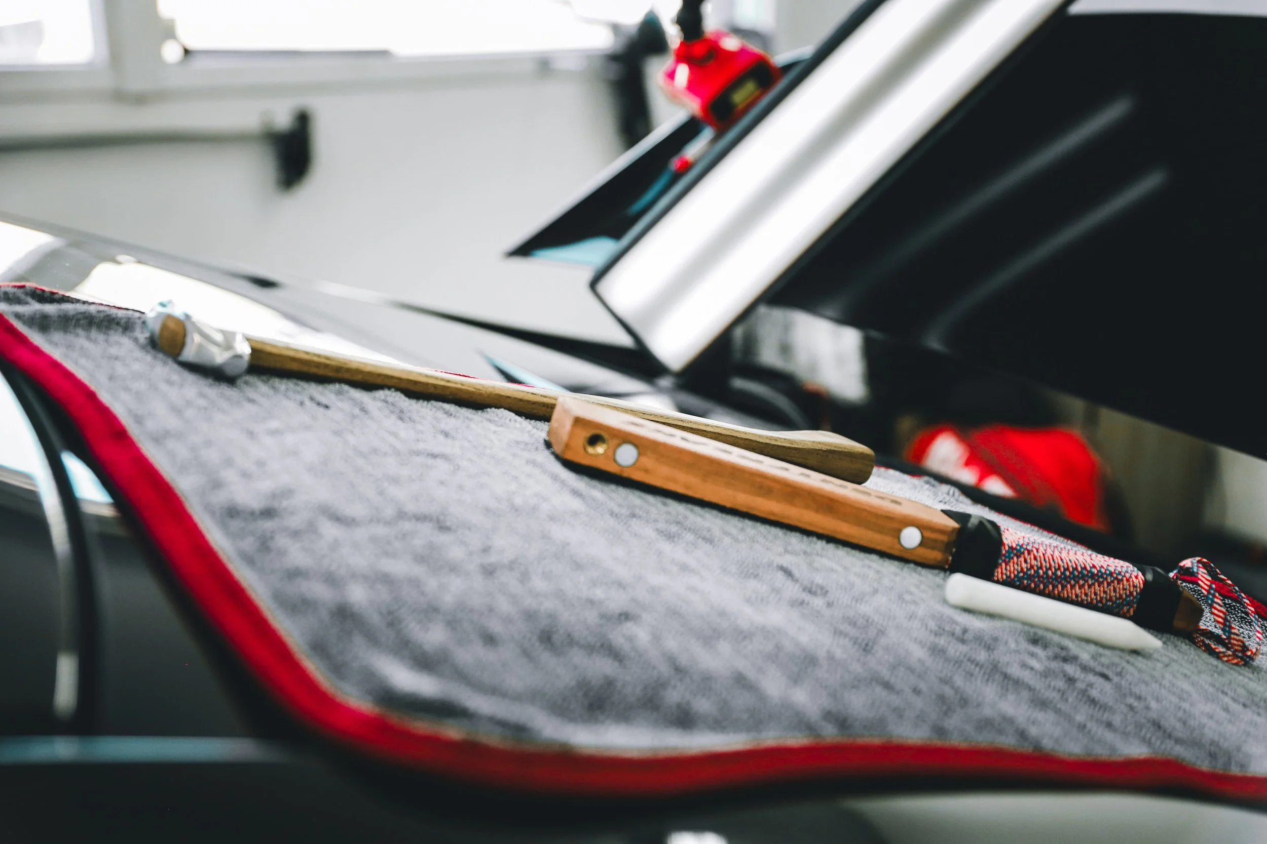 PDR tools laid out on the car photographed by Annika TheVolvoGirl Miftakhova in Helsinki, Finland