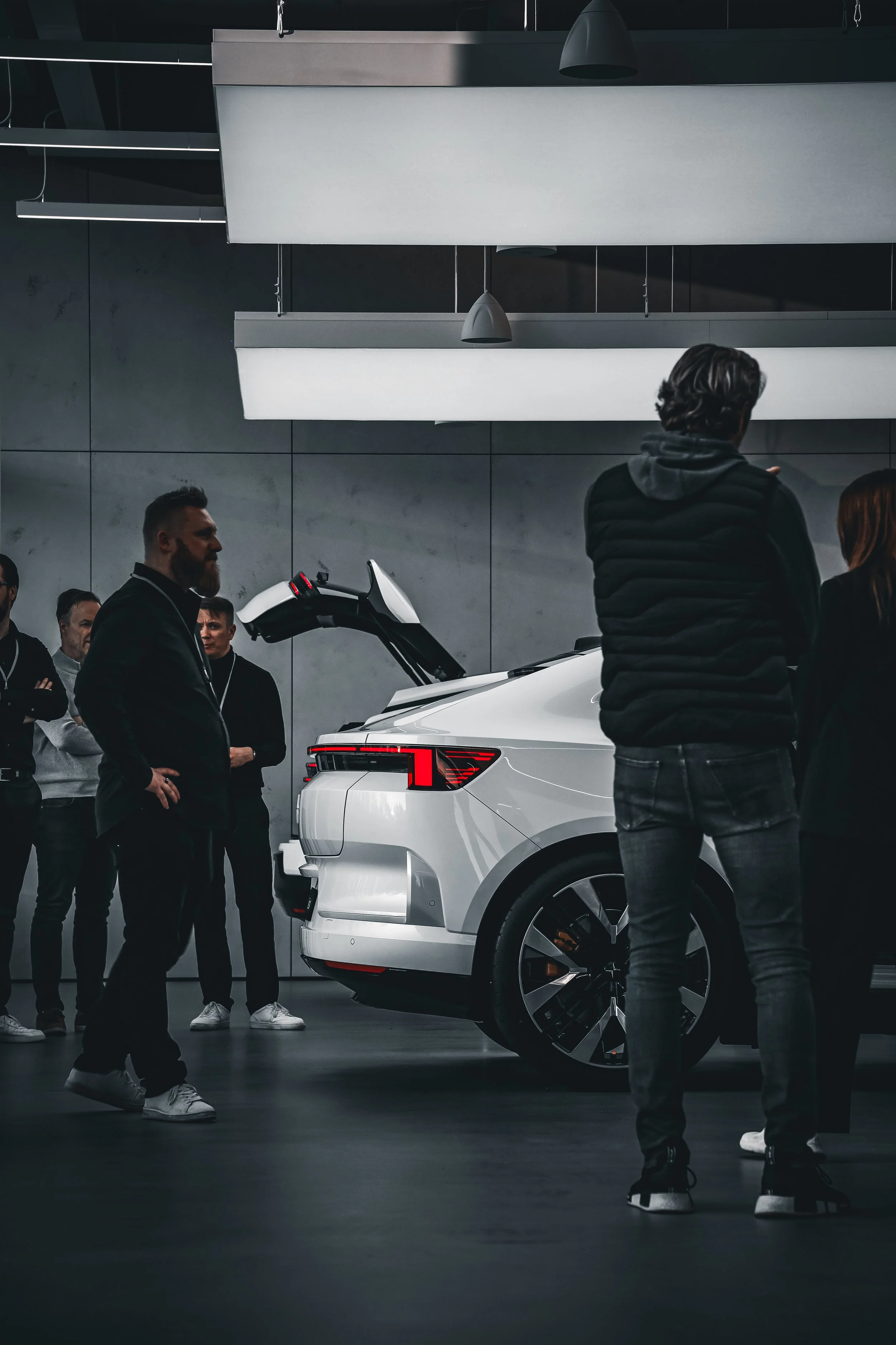 Tailgate of White Polestar 4 as centre of attention at launch party, photographed in Helsinki by Annika TheVolvoGirl Miftakhova