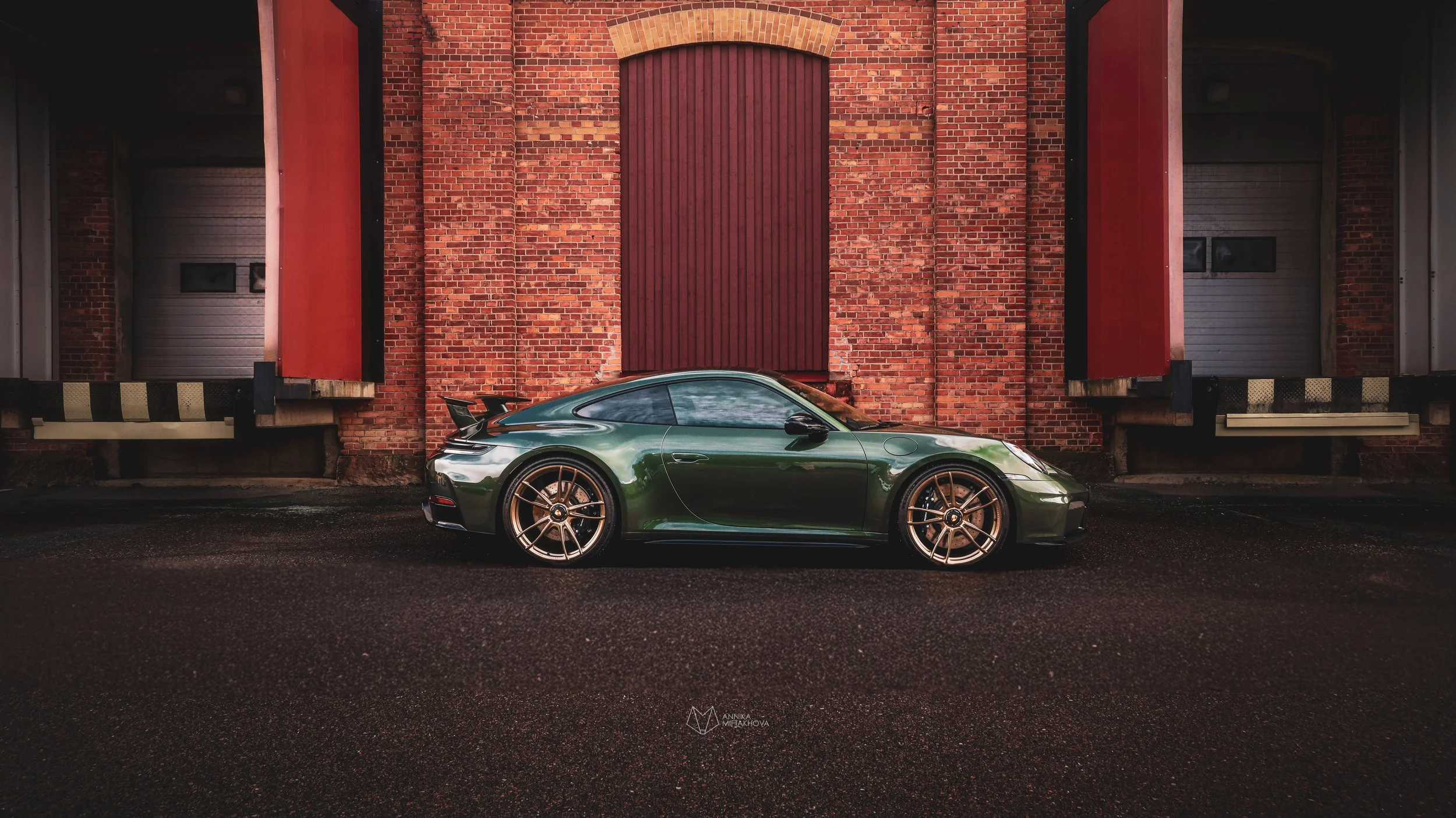 Side profile of Olive Green Porsche 911 photographed in Örebro, Sweden by Annika TheVolvoGirl Miftakhova