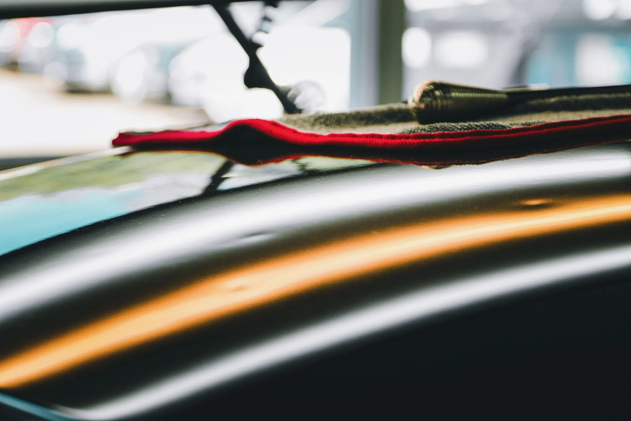 Lights positioned to highlight metal imperfections for paintless dent repair photographed by Annika TheVolvoGirl Miftakhova in Helsinki, Finland
