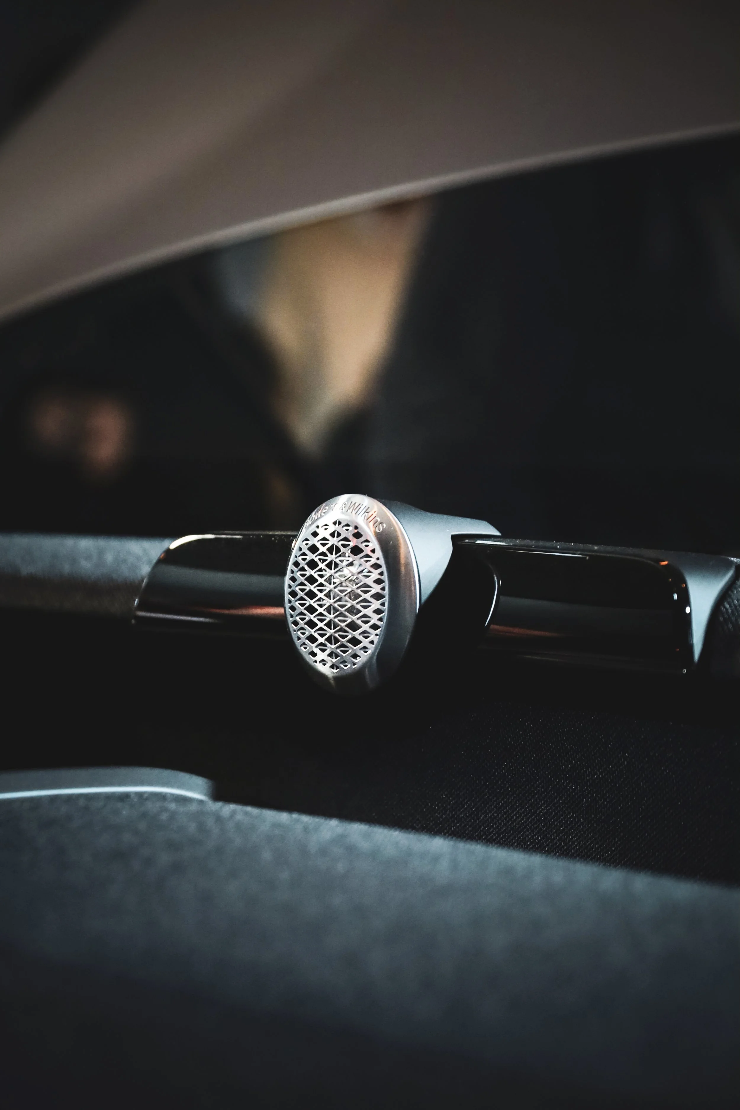 Bowers & Wilkins sound system of Silver Volvo EX60 at Finlandia Hall in Helsinki, Finland photographed by Annika TheVolvoGirl Miftakhova