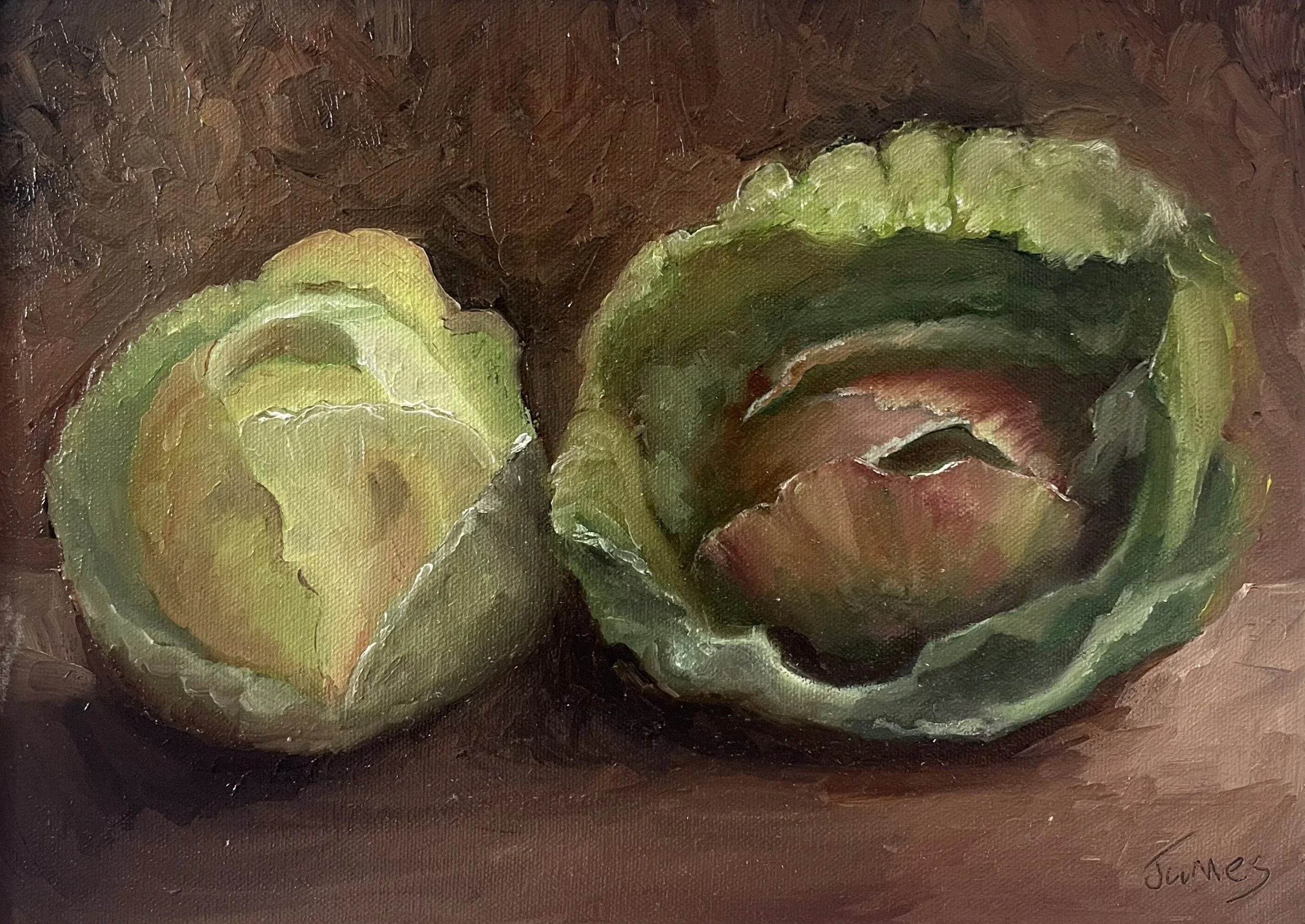 'Cabbages'  /  Oils on canvas board  /  32x23cm  /  SOLD