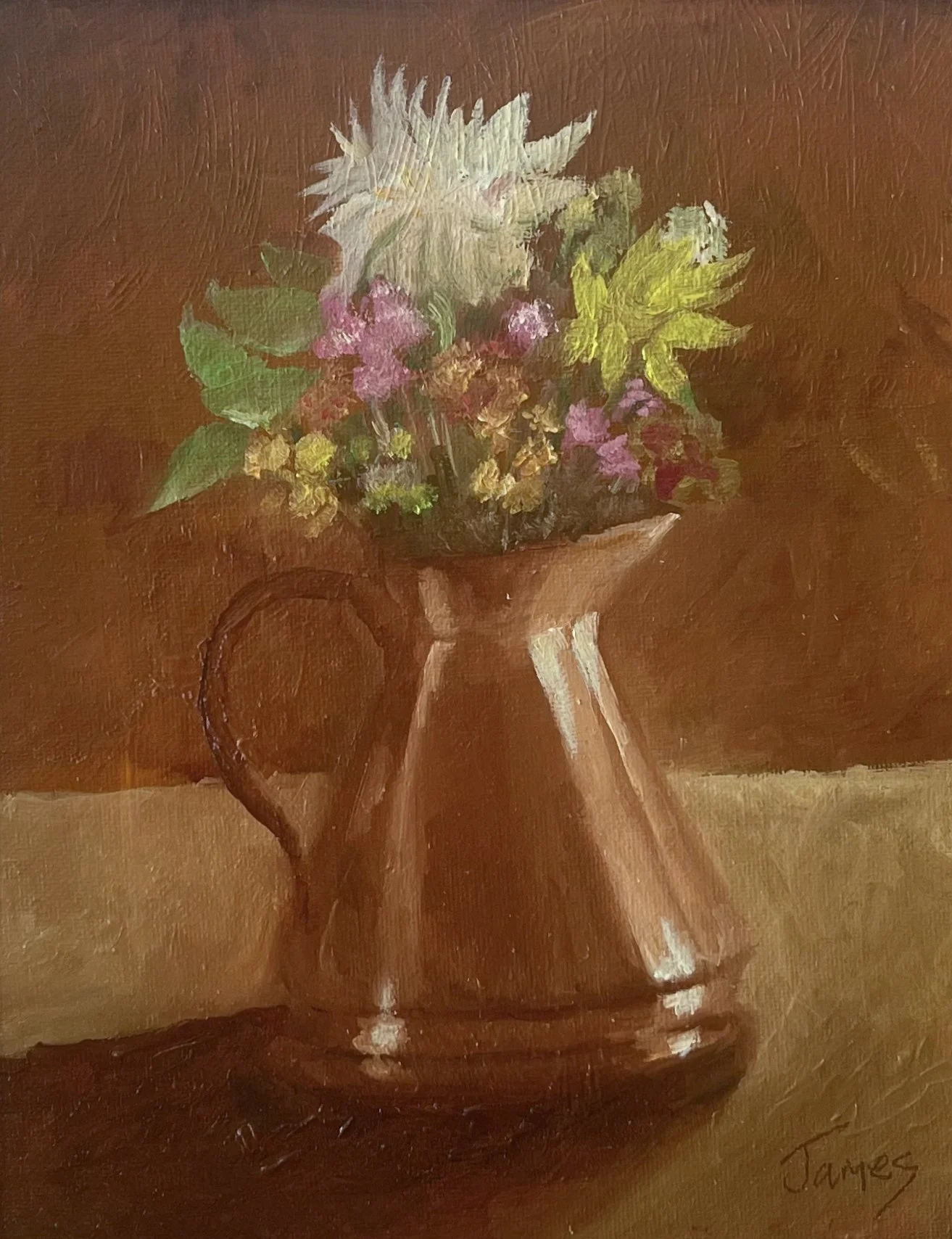'Spring Flowers in Copper Vase'  /  Oils on board  /  25x20cm  /  £425