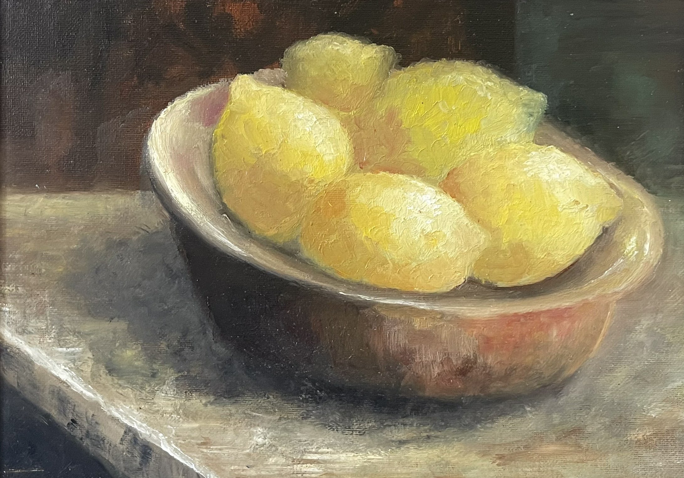 'Lemons and Bowl'  /  Oils on board  /  33x24cm  /  SOLD 
