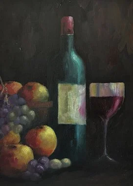 'Fruit & Wine'  /  Oils on canvas board  /  SOLD