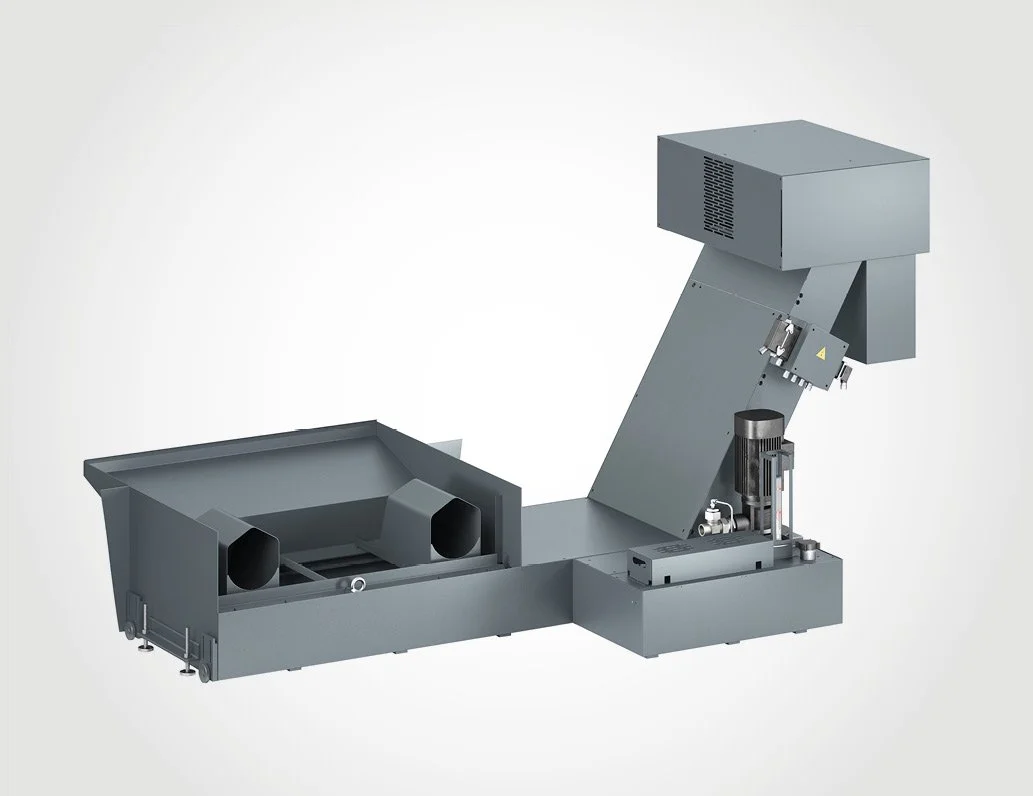 Technisches Gerät mit einem Motor, einem Gehäuse und einem Vertikalschacht, vermutlich eine Schneidanlage oder Herstellungsmaschine