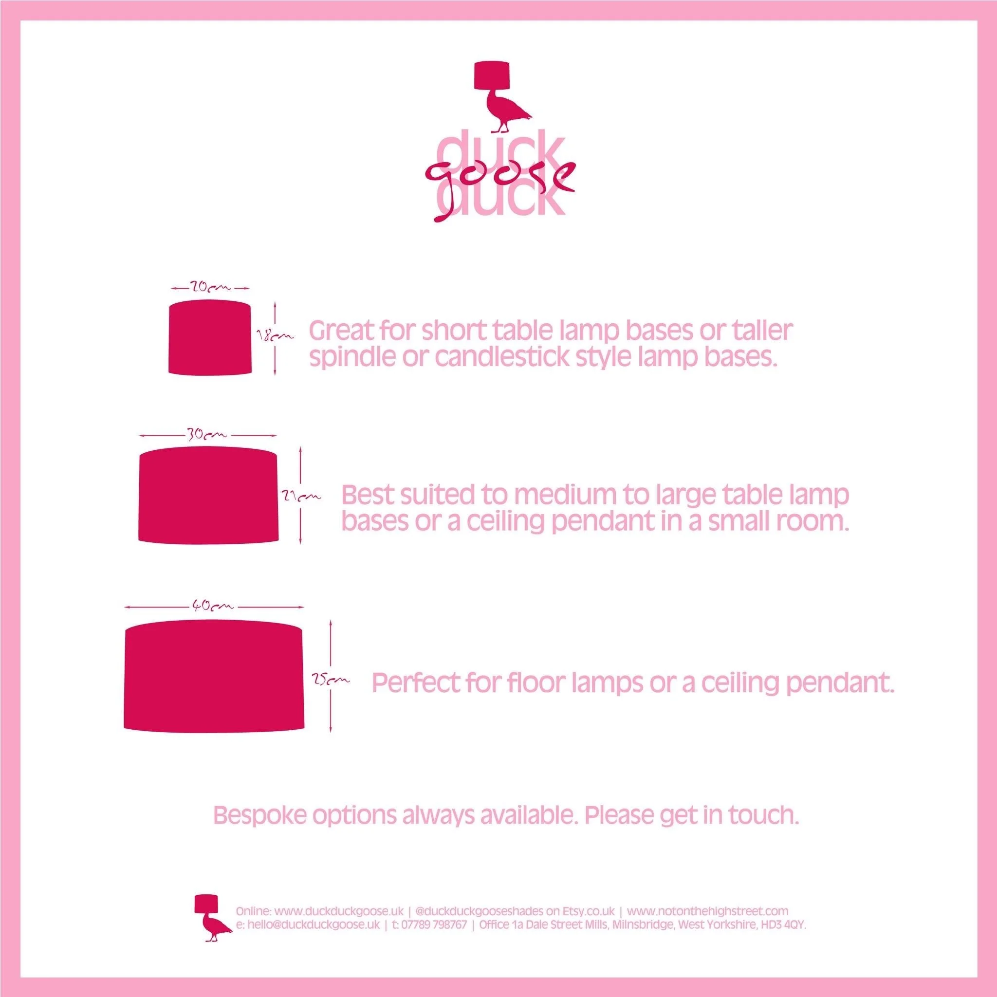 Duck Duck Goose Shade Sizing Guide