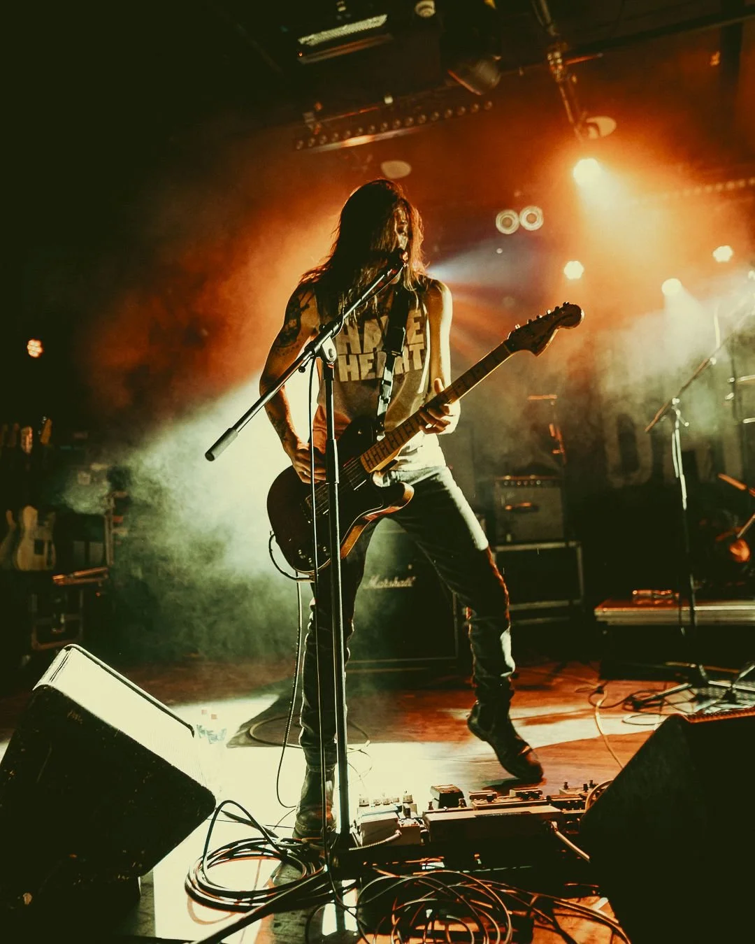 The singer and guitarist for the American screamo band Frail Body Lowell Shaffer performing live at Budapest Hungary, A38 ship,live event photography, concert photography