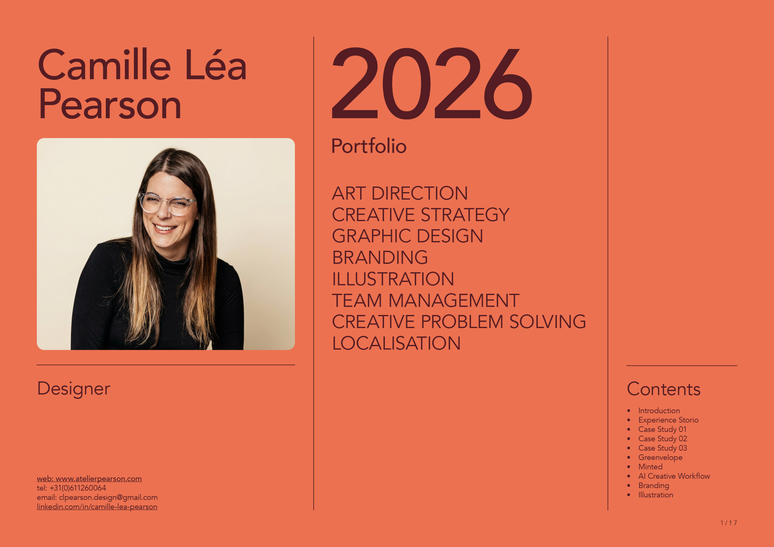 Screenshot of the first page of Camille Pearson's portfolio