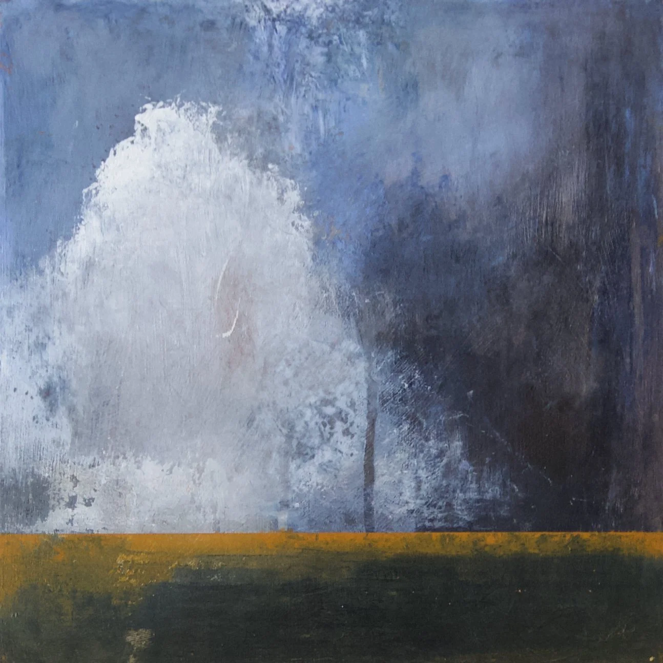'Storm over the cornfield' (2023), mixed media on board, 12 x 12" - SOLD