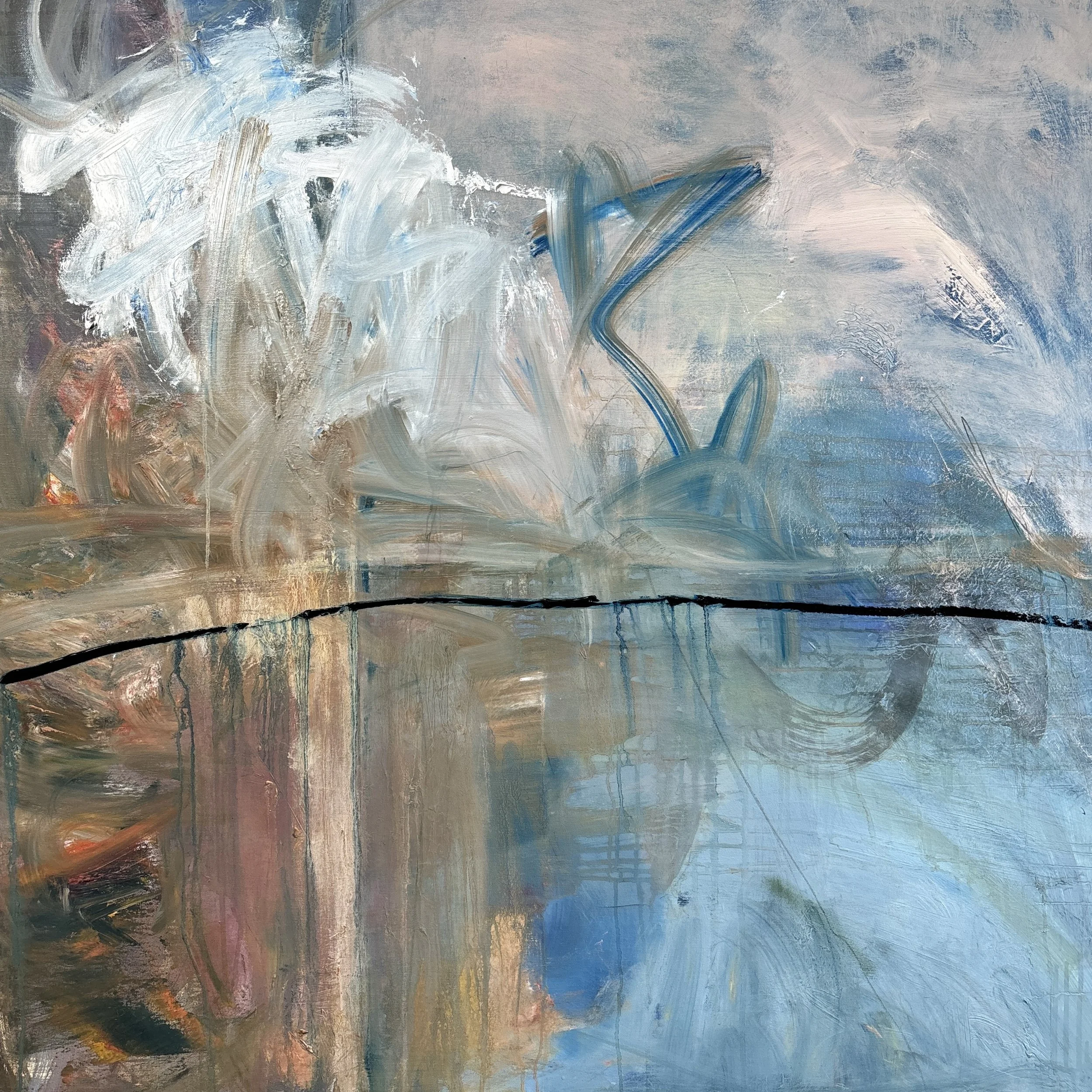 'Grounded by the storm' (2026), oil on canvas, 100 x 100cm - SOLD