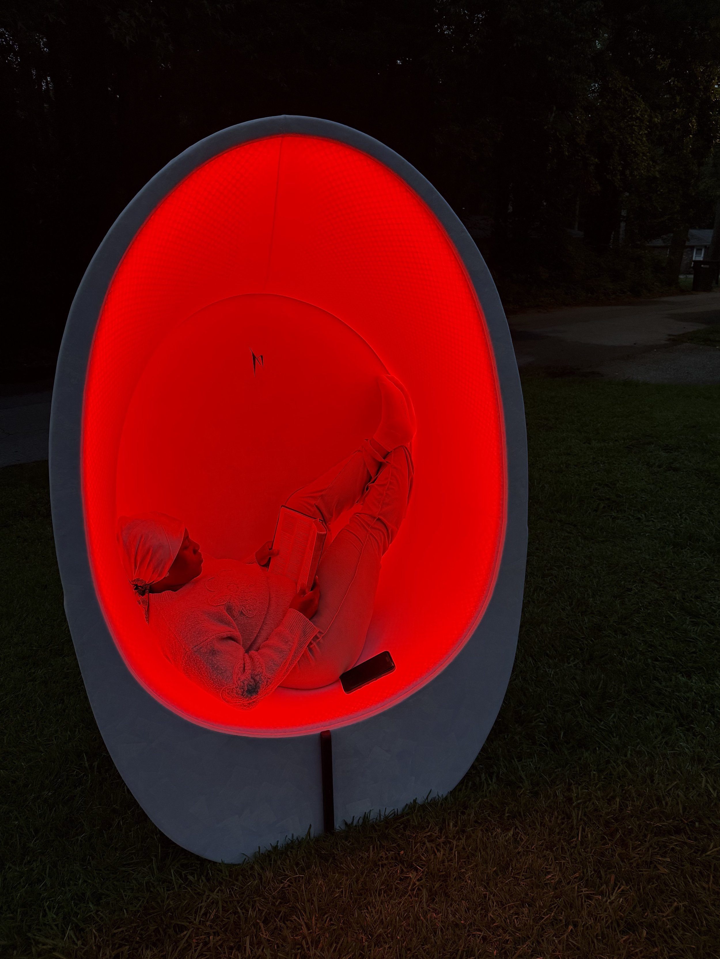 Futuristic luxury pod chair/sofa with light therapy for chilling or relaxing.