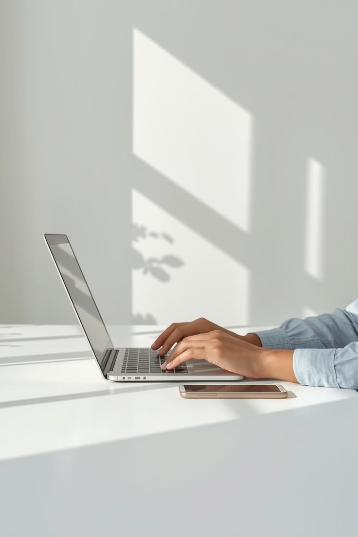 Personne en télétravail sur ordinateur portable depuis l'étranger