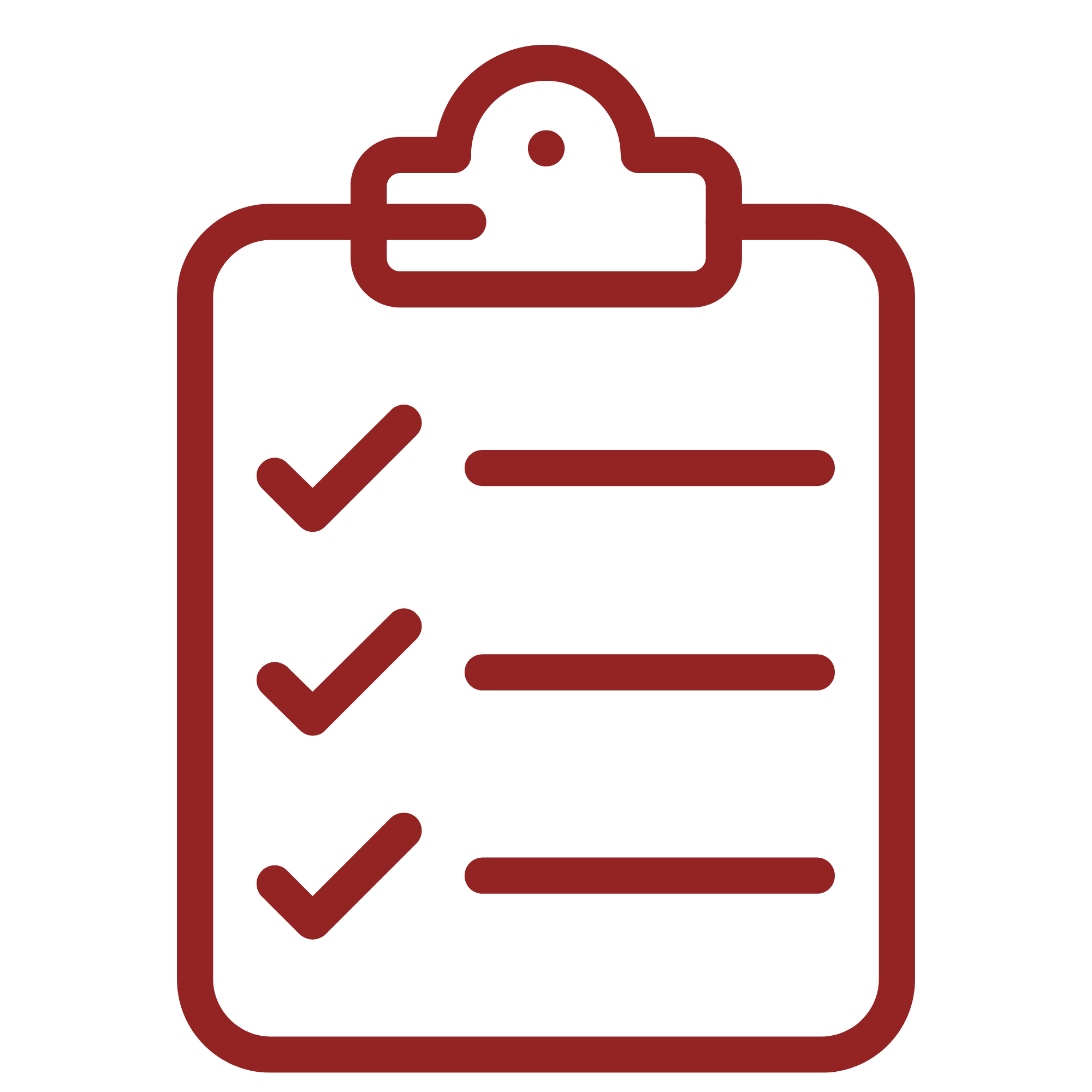 Icon of a clipboard with checkmarks.