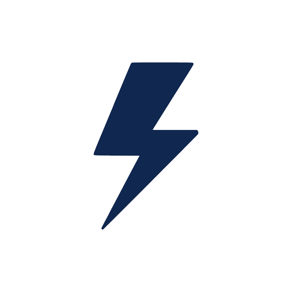 A dark blue lightning bolt icon centered on a black background.
