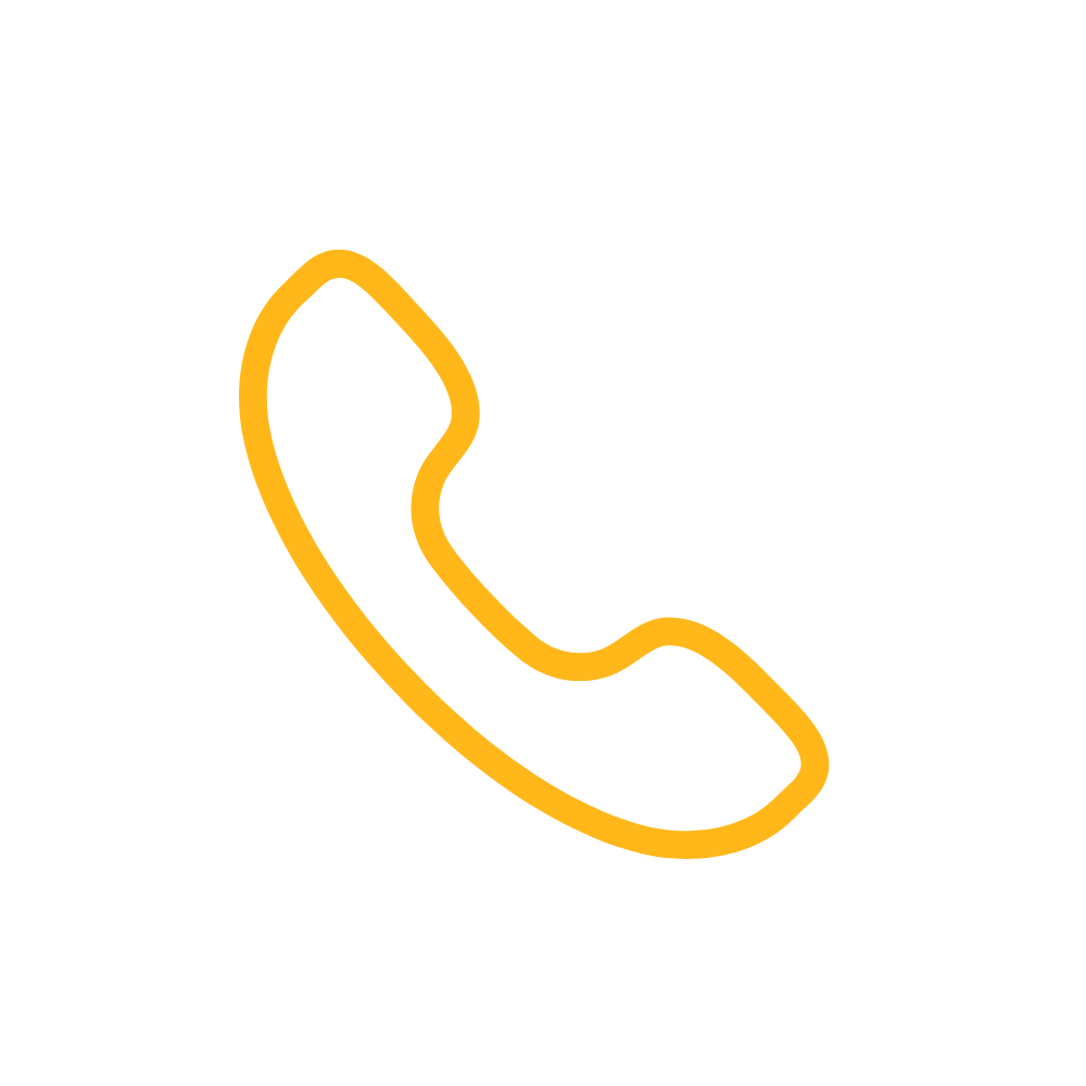 Icon of a yellow telephone receiver on a black background.