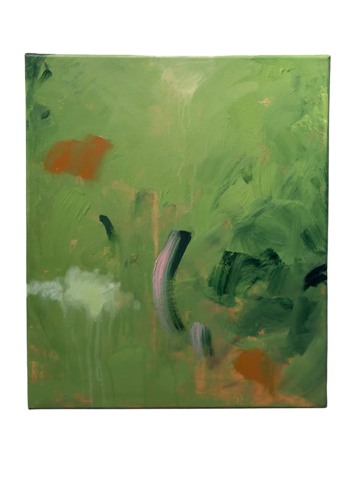 Abstract Painting on Canvas, Green, 16 x 20