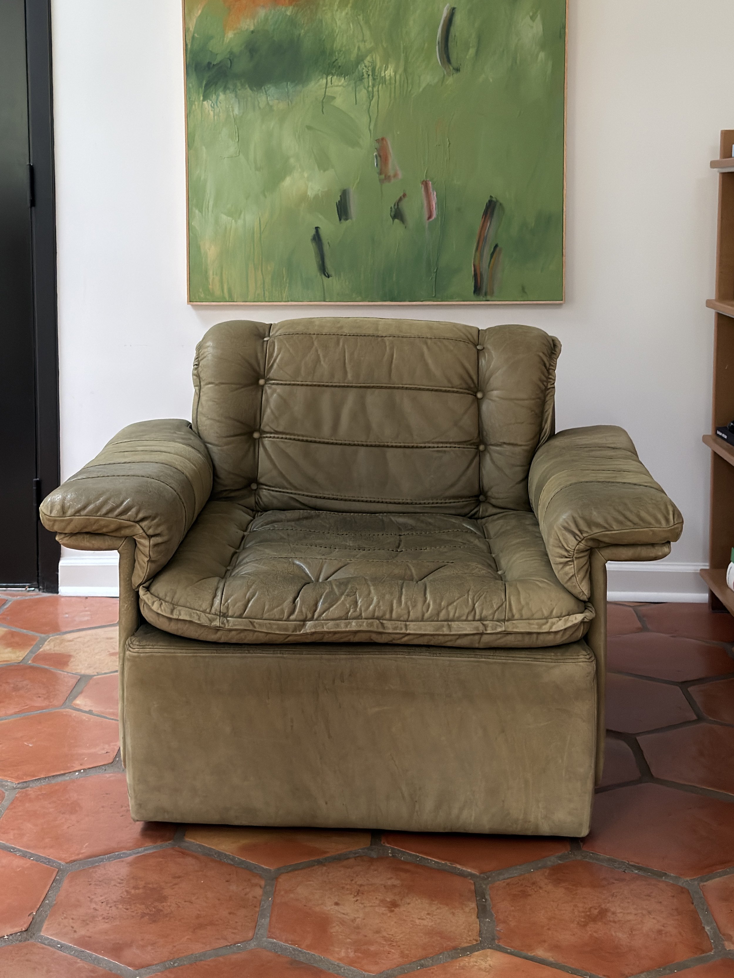 De Sede Style Leather Lounger Chair -  1970'S