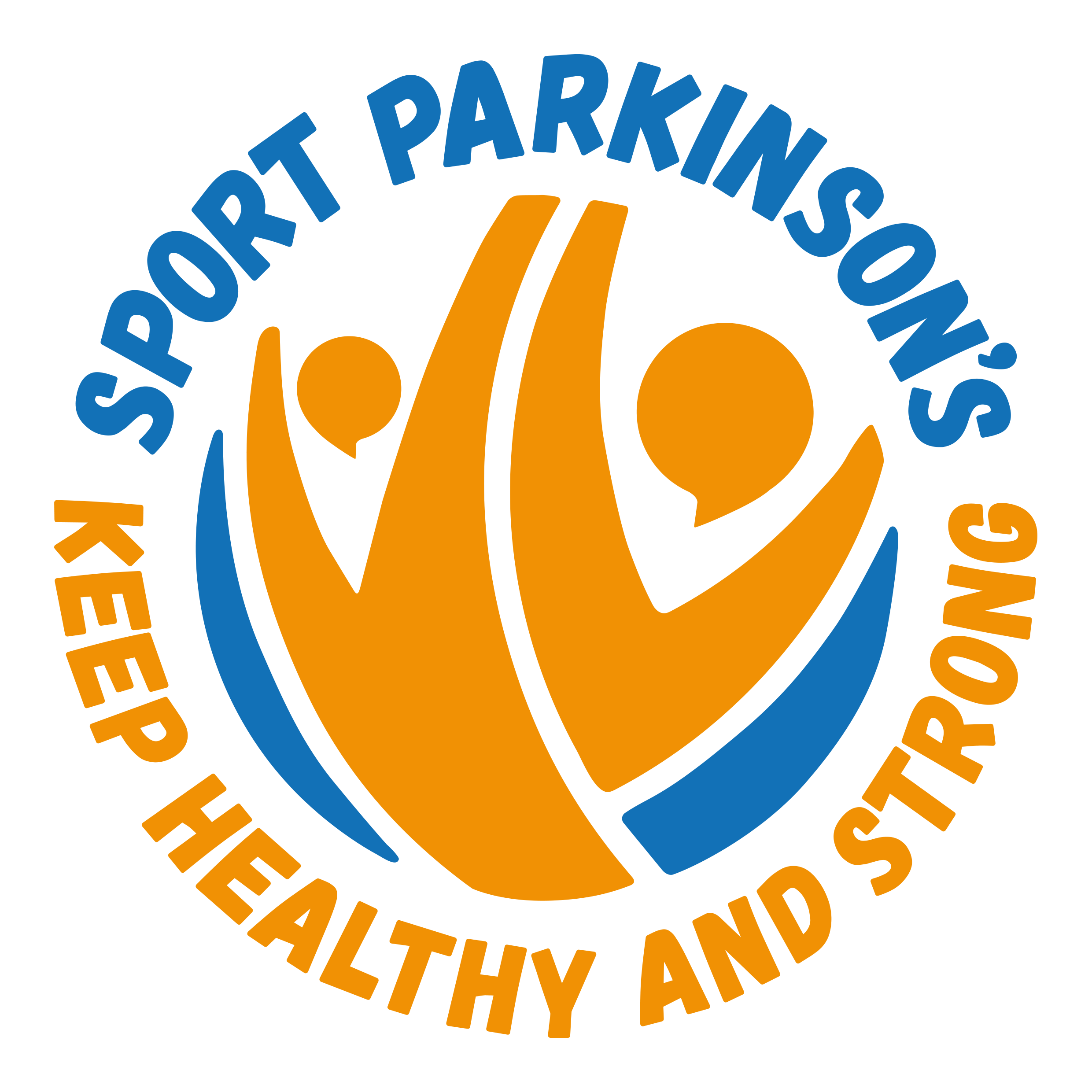 Logo for social pot parking with illustration of a hand and text in blue and orange colors.