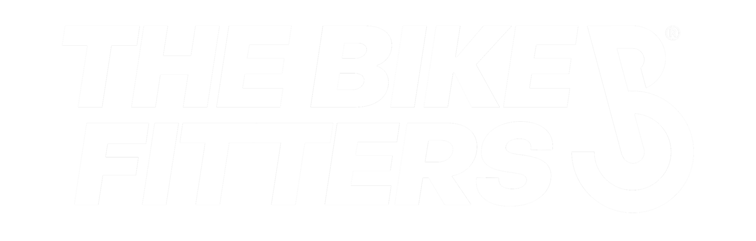 Logo for The Bikers Fitters, showing bold white capital letters on a black background.