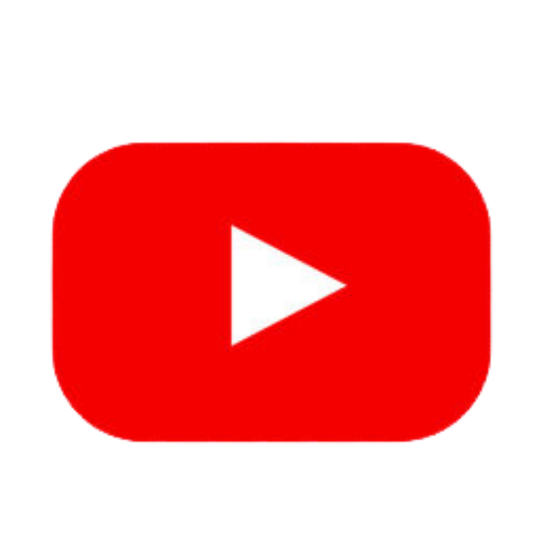 YouTube play button logo, red rounded rectangle with white triangle