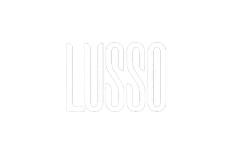 Black background with the word "LUSSO" in white, stylized font in the center.