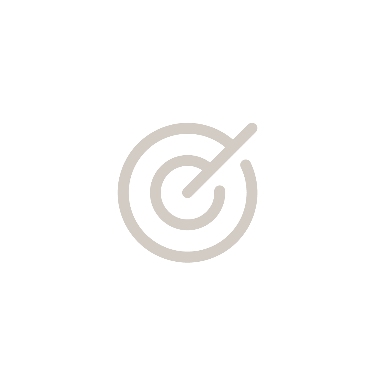 Gray target with a dart in the center, overlaid by a white check mark, on a black background.