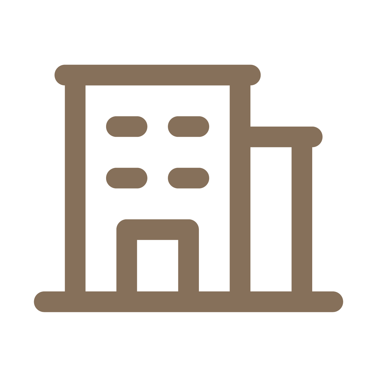 Icon of a city building and a bar chart.
